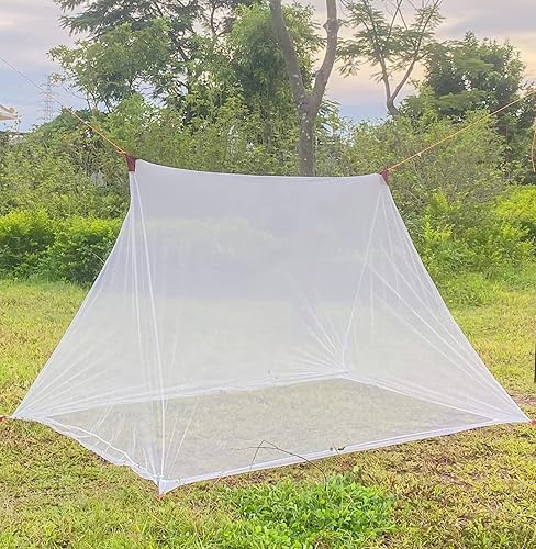 Miniatura 2 de Mengersi Mosquitera para camping, mosquitera al aire libre, cortinas de dosel de cama  para cama, patio, viaje y kit para colgar (individual, blanco)
