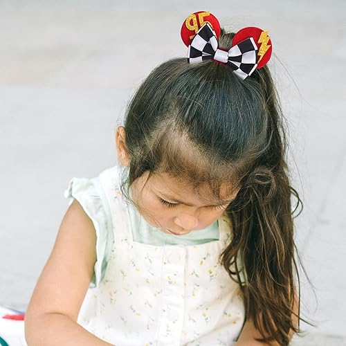 Miniatura 4 de Diadema de orejas de ratón con orejas de coche rayo, bandas elásticas brillantes con orejas de ratón con lentejuelas para mujer, carnaval, fiesta de