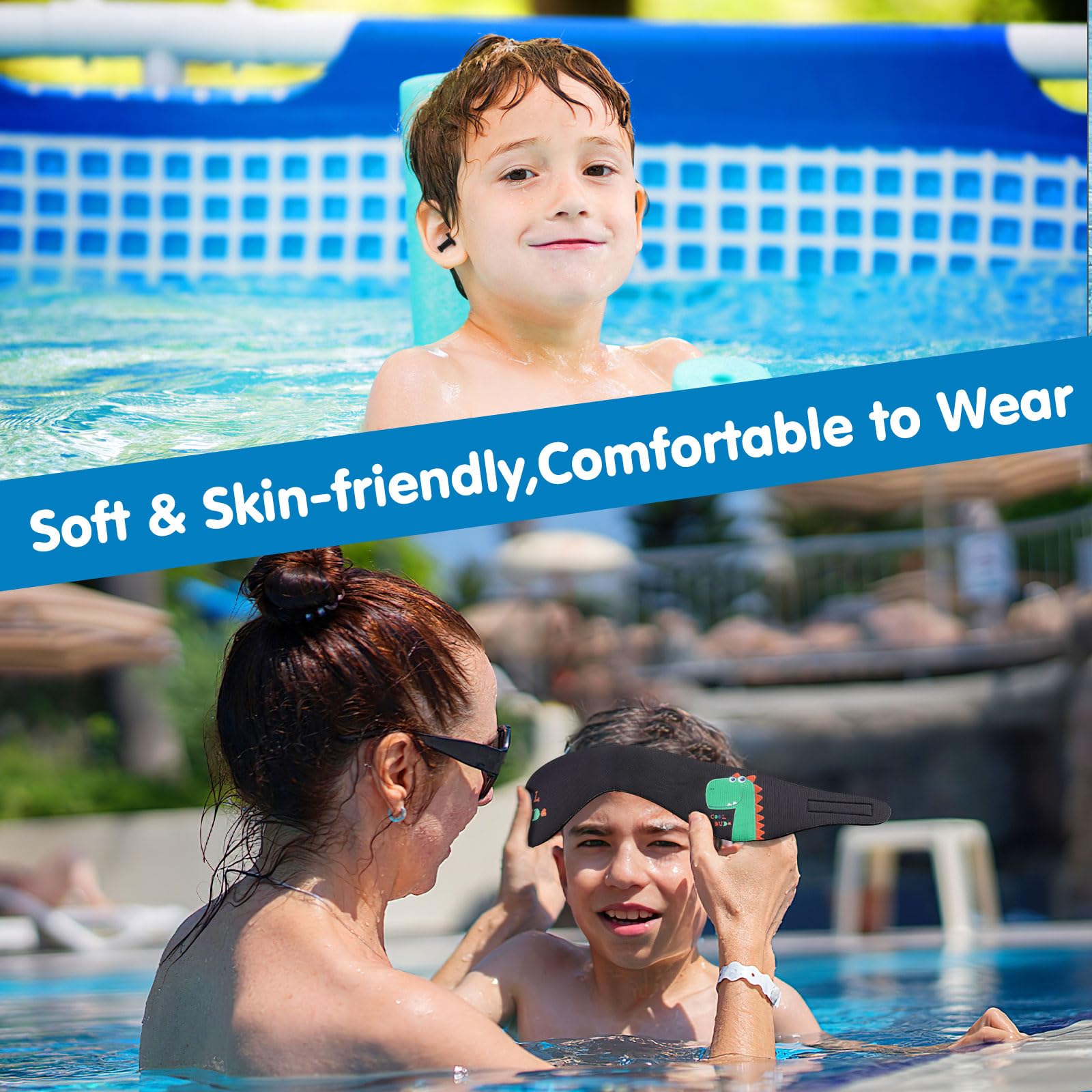 Fascia Paraorecchie Nuoto Bambini - Impermeabile Regolabile Con Design Divertente Per Surf, Sci Nautico E Sport Acquatici - Foto 8