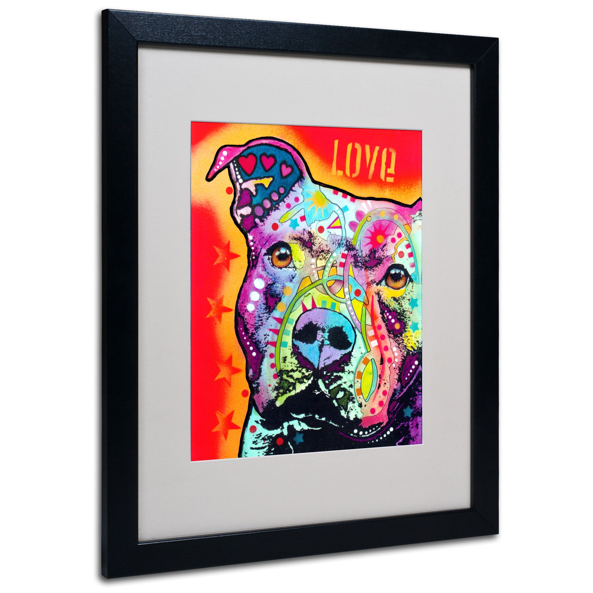 Trademark Fine Art Thoughtful Pit Bull Matted Artwork by Dean Russo with Black Frame 16 by 20-Inch
