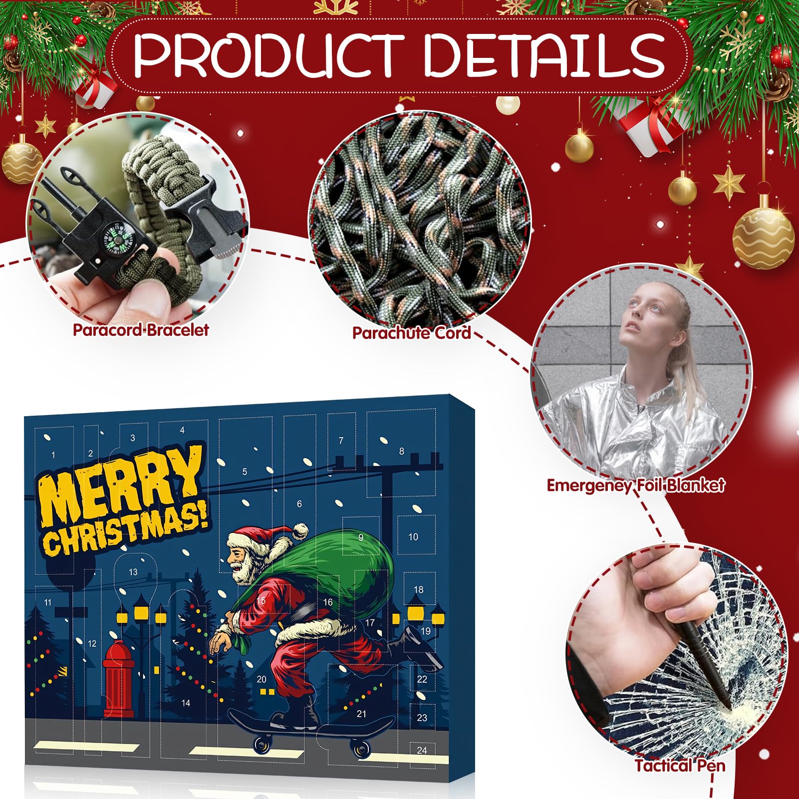 Survival Kit Adventskalender - 24 Tage Überlebensausrüstung Für Outdoor Männer