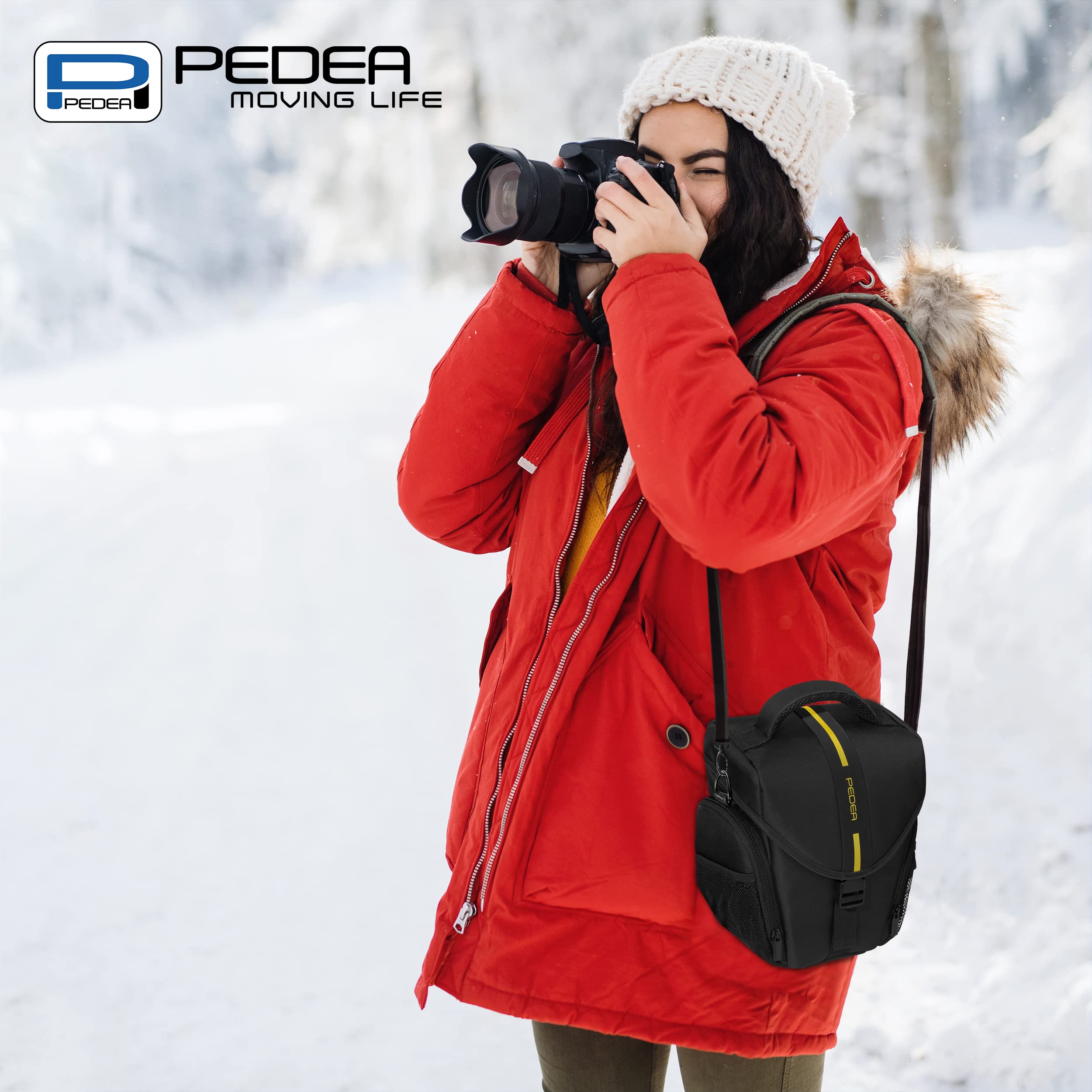 PEDEA GmbH SET012-65060313-0011 - Funda para cámara SLR y Protector de Pantalla, tamaño L, Color Amarillo