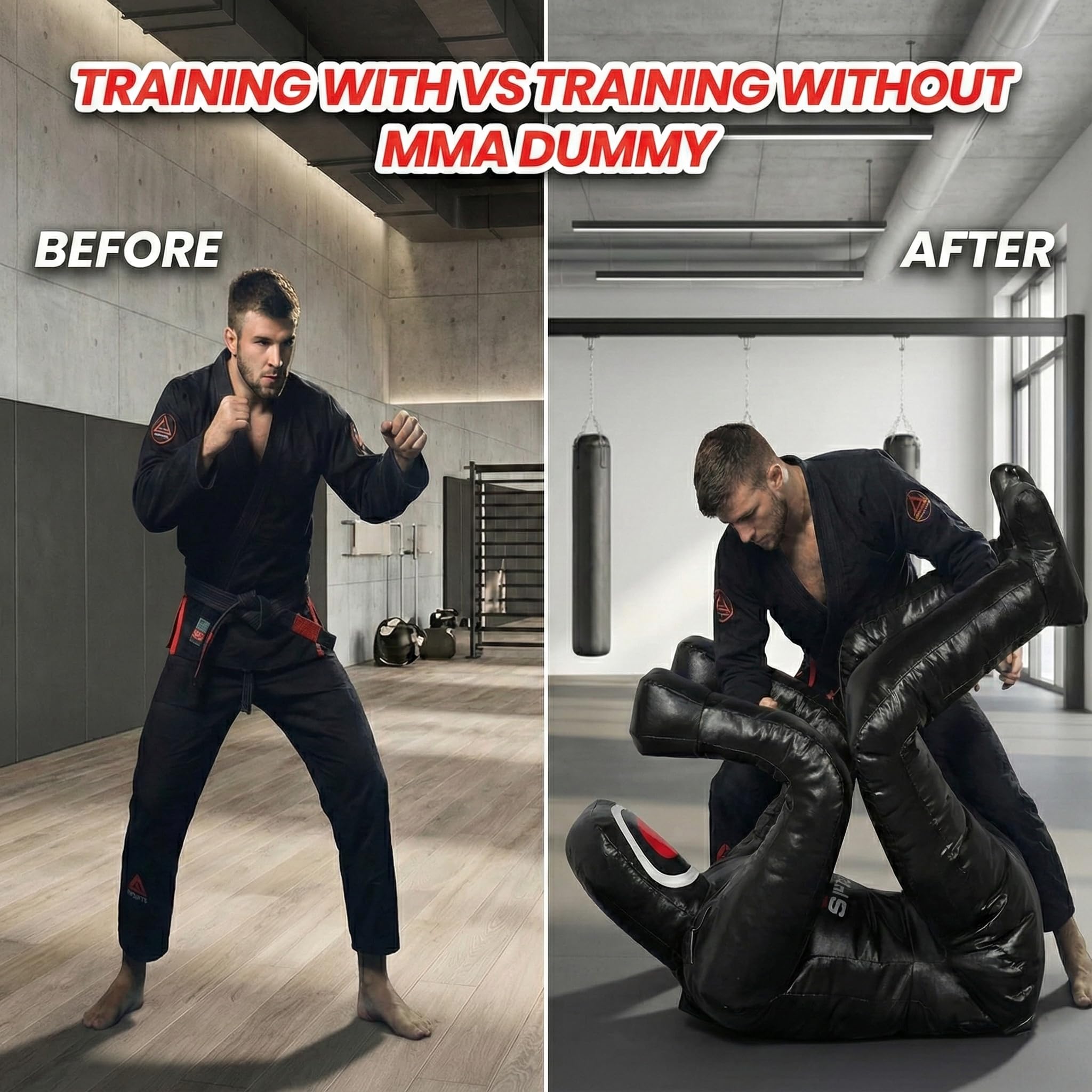 RTX MMA Grappling Dummy Judo Punching Bag Wrestling Dummy Defensive Position Brazilian Jiu Jitsu Submission Self Defense Training Vinyl Fabric - 180 cm | Unfilled