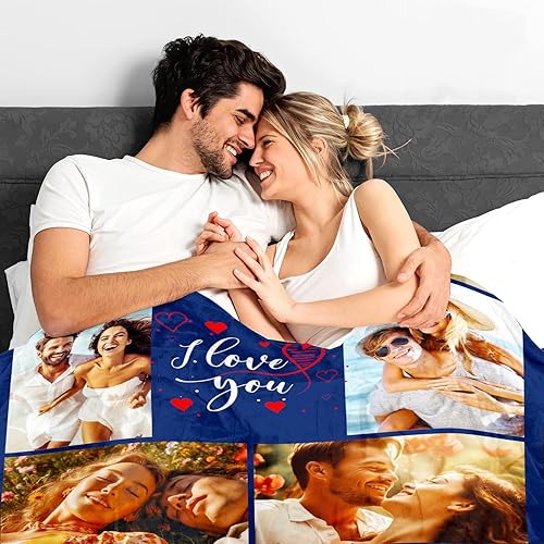Miniatura 2 de Juantao Manta con texto en inglés "I Love You", regalos para parejas, manta personalizada con foto personalizada, Navidad, cumpleaños, aniversario,