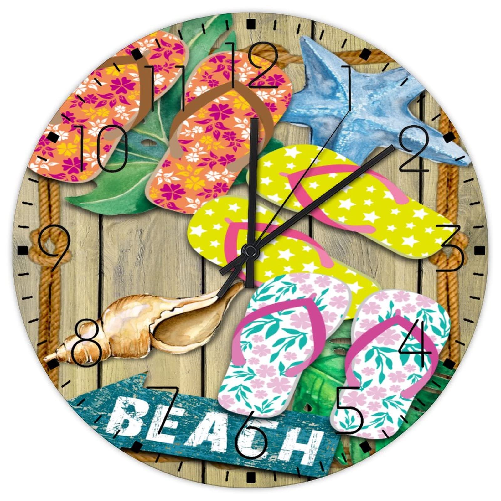 Horloge murale à suspendre en bois feuilles vertes vintage maison