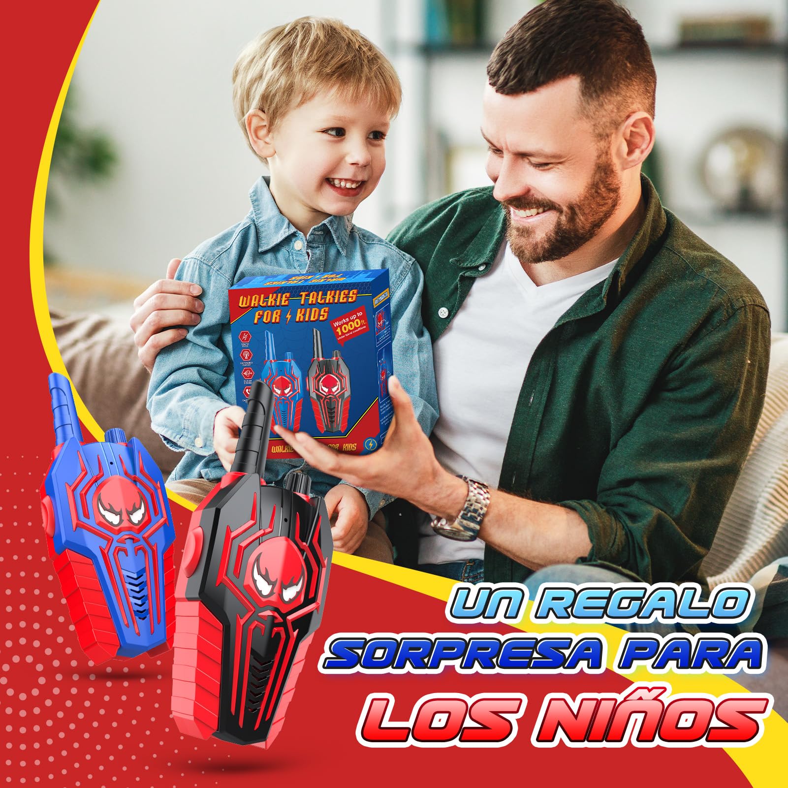 Toyokid Walkie Talkie Niños, Juguetes Niños 3 4 5 6 7 8 9 10 Años Walkie Talkie Regalo Niño 3 4 5 6 7 8 9 10 Años Juegos Exterior Niños Regalos Cumpleaños Niños Juguetes para Niños de 3-10 Años — view 7