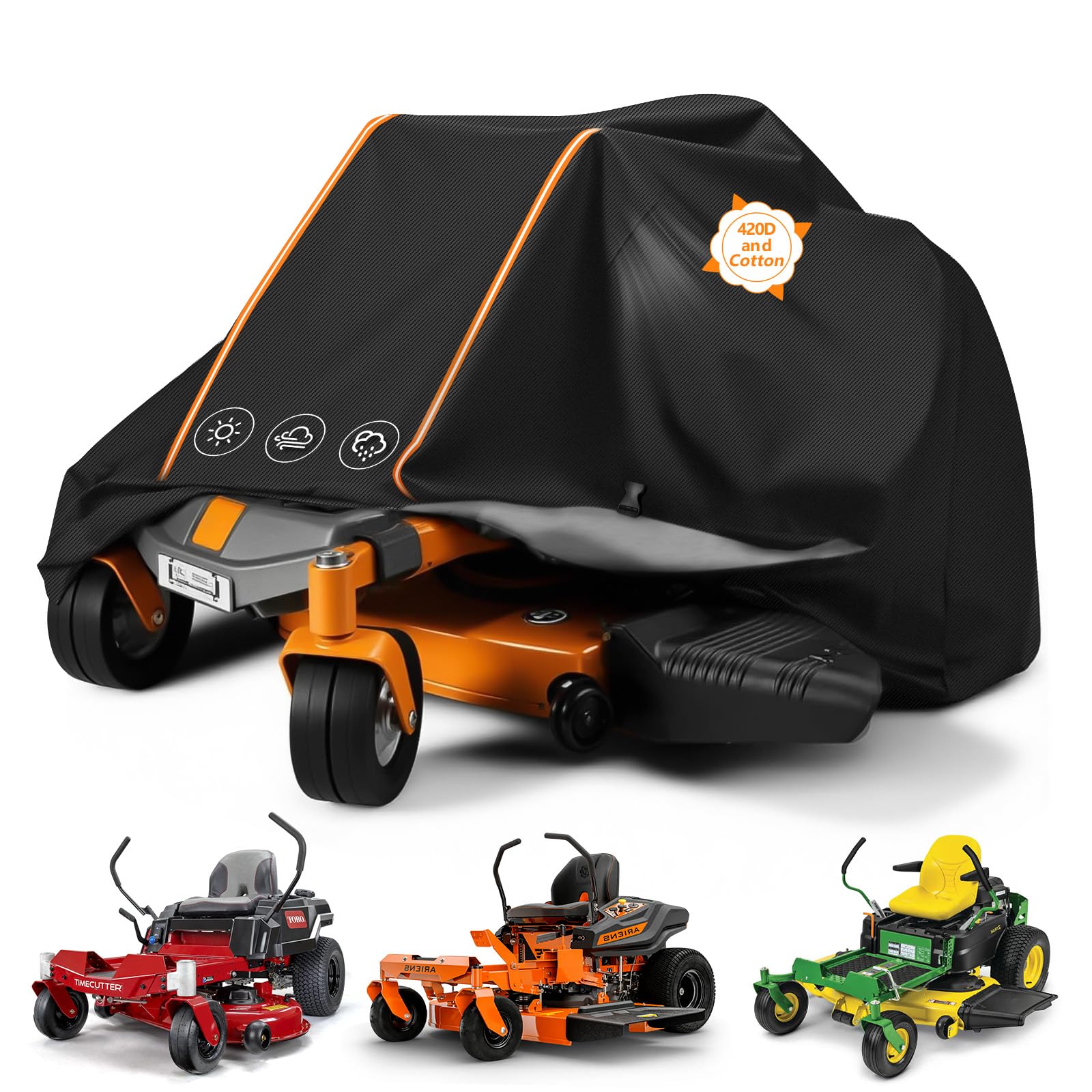 Zero Turn Lawn Mower Cover Heavy Duty Waterproof for Outdoor, 79"x55"x46"