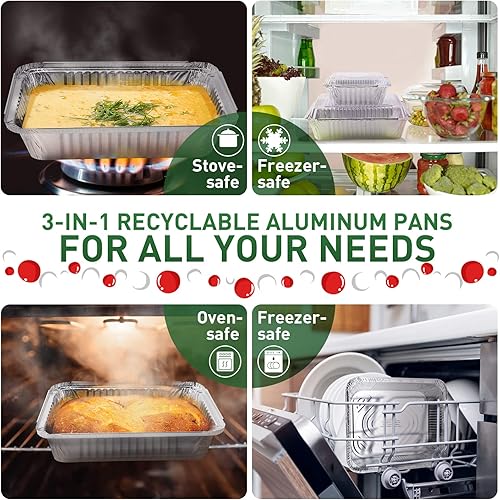 Miniatura 4 de XIAFEI Recipientes de comida de papel de aluminio para cocina, 32 piezas, sartenes de aluminio con fundas para llevar para festivales de Navidad,