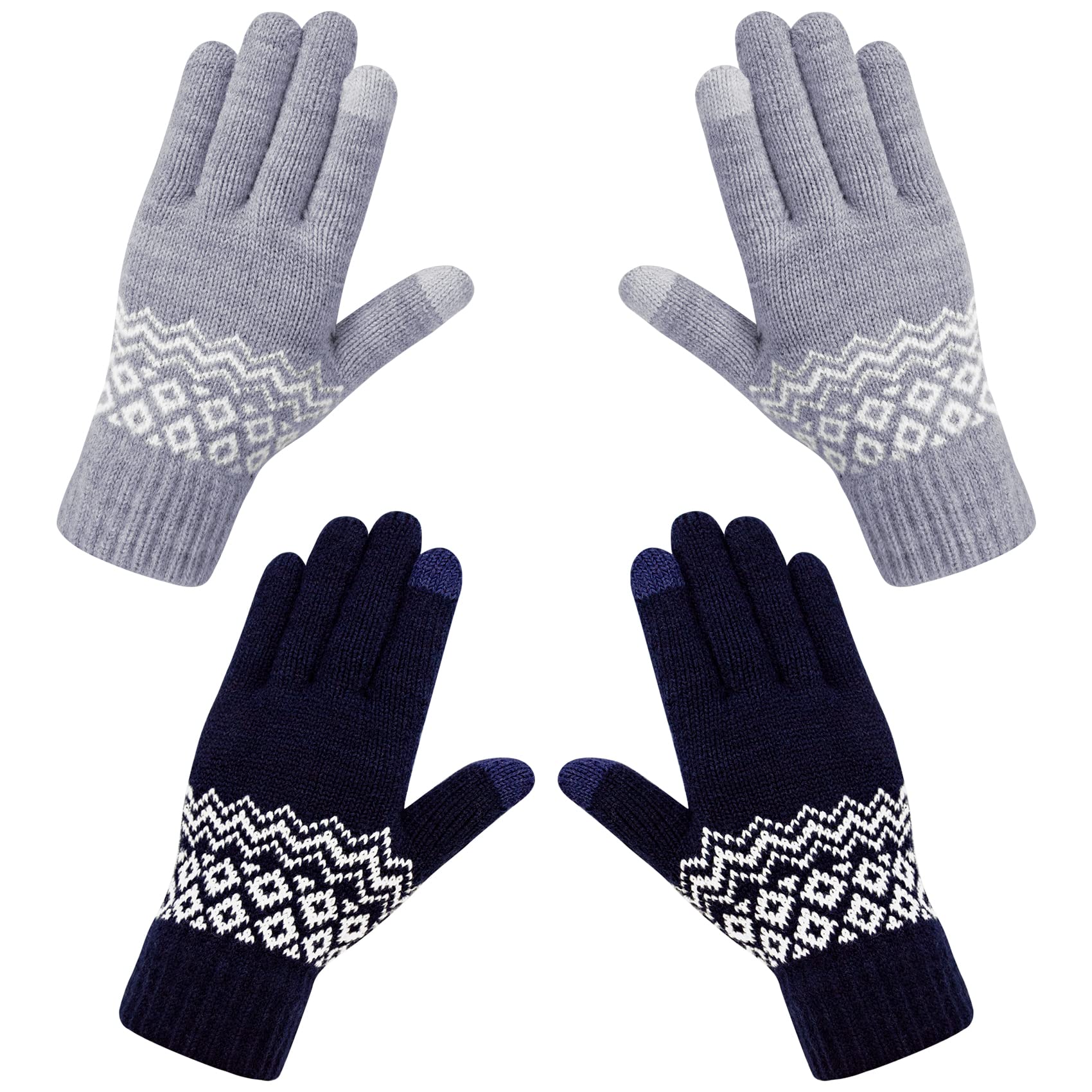 Chalier Fashion 2 Paia Guanti Touch Screen Donna, Guanti Invernali Termici a Maglia