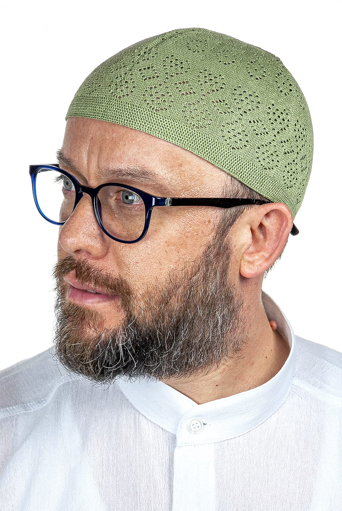 ihvan online Turkish Muslim Knitting Kufi Hats for Men, Taqiya, Takke, Peci, Islamic Caps, Islamic Gifts, Standart Size, Pistachio Green