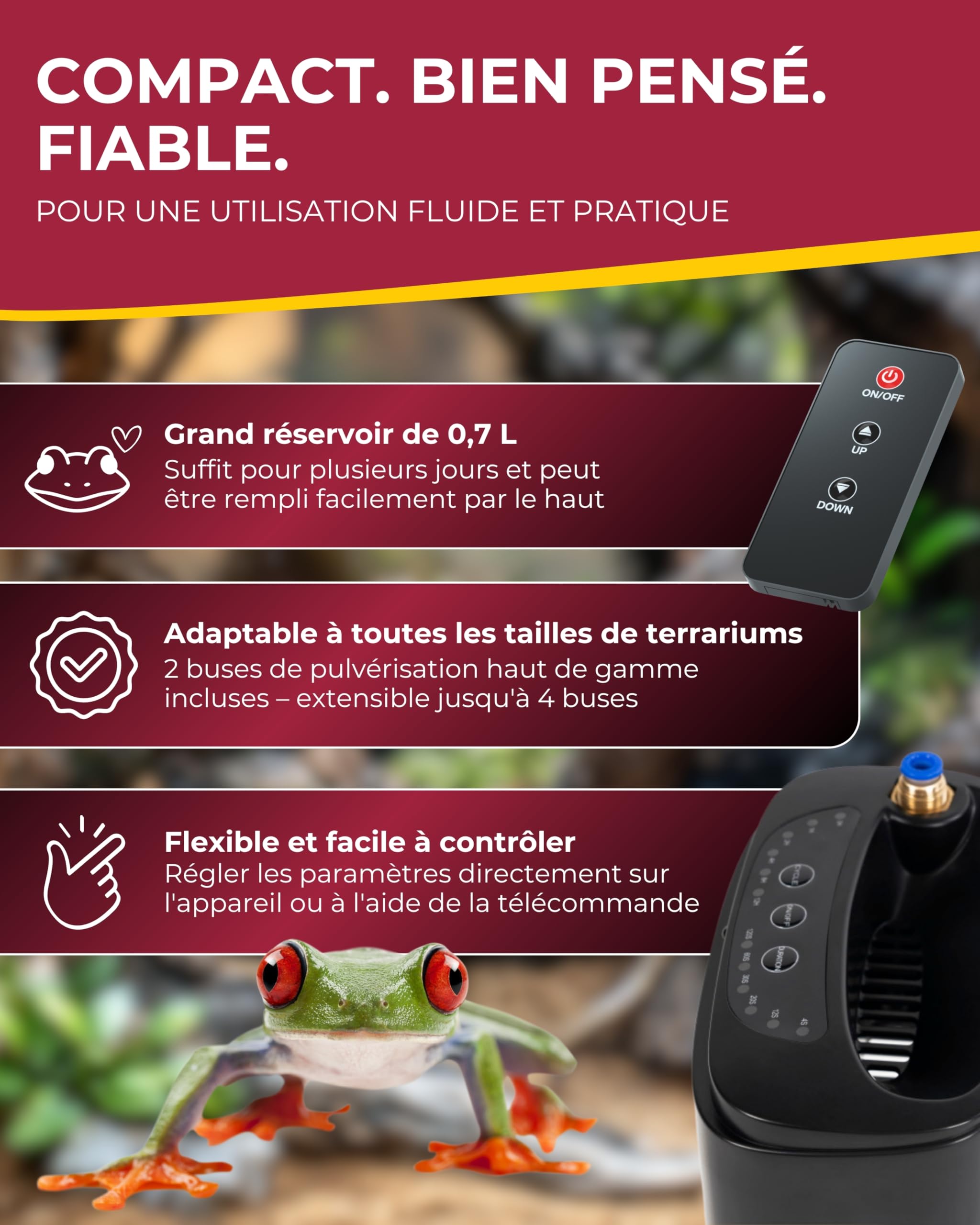 Hobby Terraristik Easy Rain Mini | Système d’arrosage automatique pour terrariums | Irrigation réglable pour reptiles, amphibiens et habitats végétaux