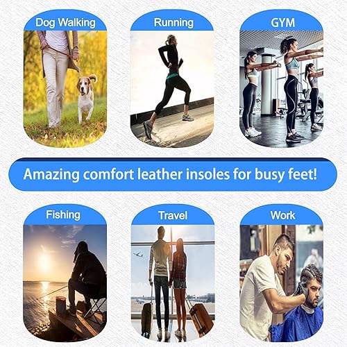 Miniatura 7 de Bellcon Plantilla de cuero para hombres y mujeres, almohadillas de cojín de longitud completa con inserciones de zapatos para control de olores para