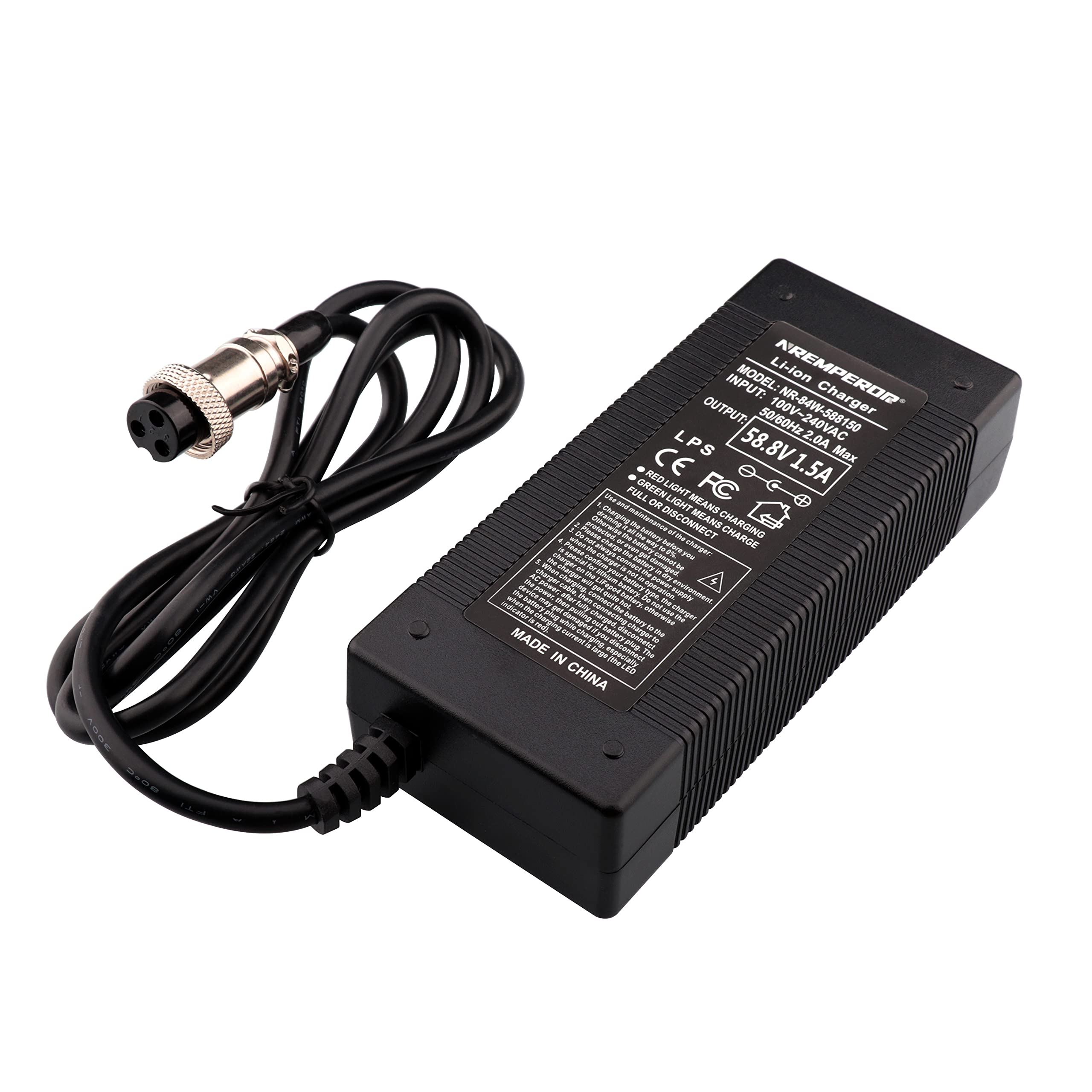 Chargeur vélo électrique 58,8V Chargeur pour la dualtron Mini Batterie 52v 58.6v 58.8V 50,4V 14 série 51,8 V 58,7 V 20 Ah Lithium Batterie (XLR 3 Pin