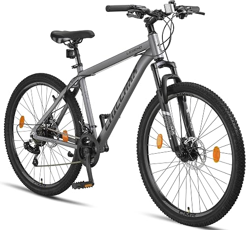 Chillaxx Legend Vélo VTT en Aluminium 24, 26, 27,5 et 29", pour garçons et Filles, Hommes et Femmes, 21 Vitesses, Changement de 27,5", Noir et Rouge Disque Frein