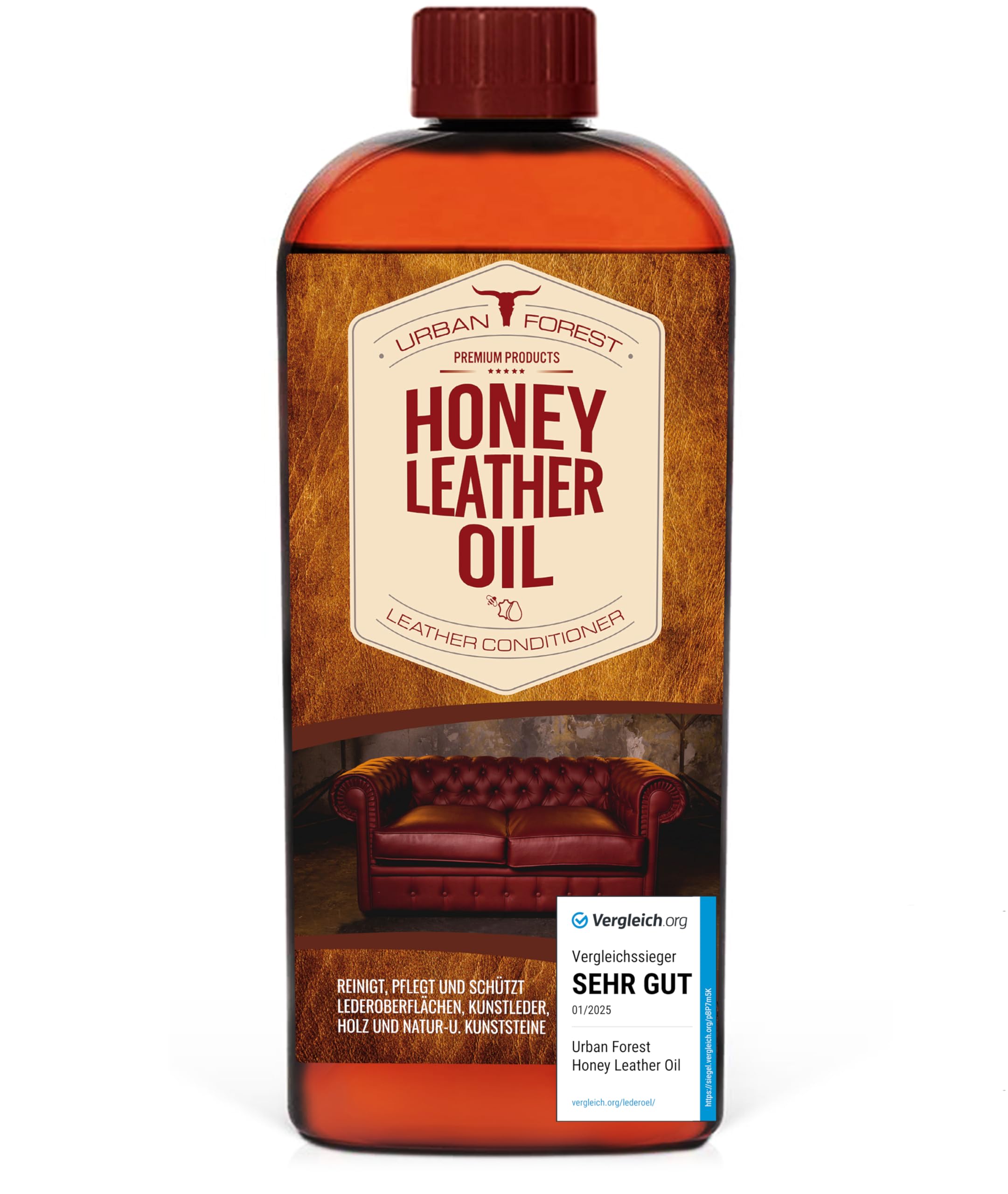 URBAN FOREST Lederöl zur Lederpflege von Sattel- & Zaumzeug I Schützt & pflegt als Lederpflegemittel Sofa Ledercouch Autositze Möbel Schuhe I Premium Leder Conditioner Leder Öl Honey Leather Oil