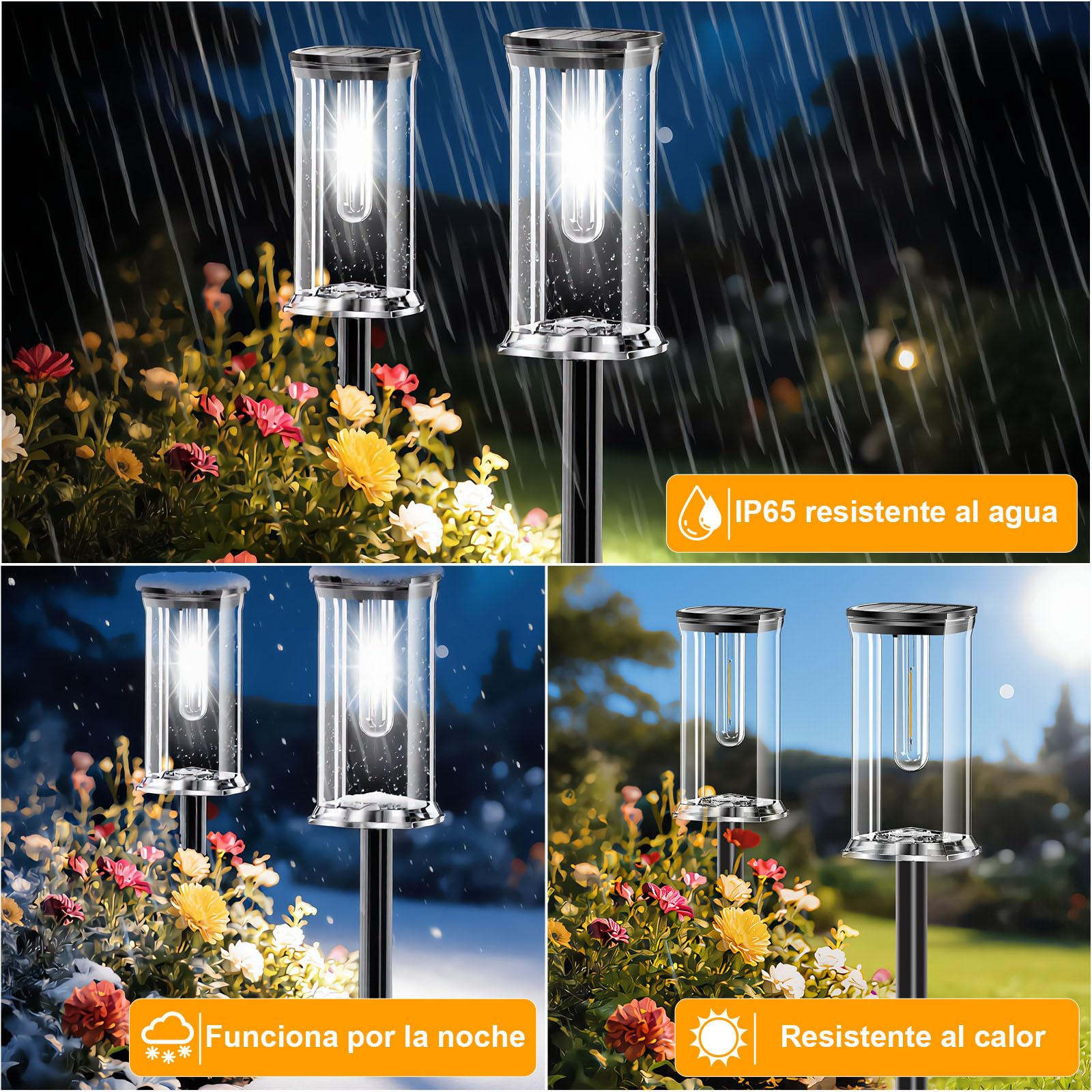 SOLARBABY 12 Pezzi Luci Solari da Giardino Esterno LED Bianco Freddo, Giardino Solari da IP65 Accensione Automatica, Illuminazione Funzionale per Vialetto, Percorso, Giardino e Cortile