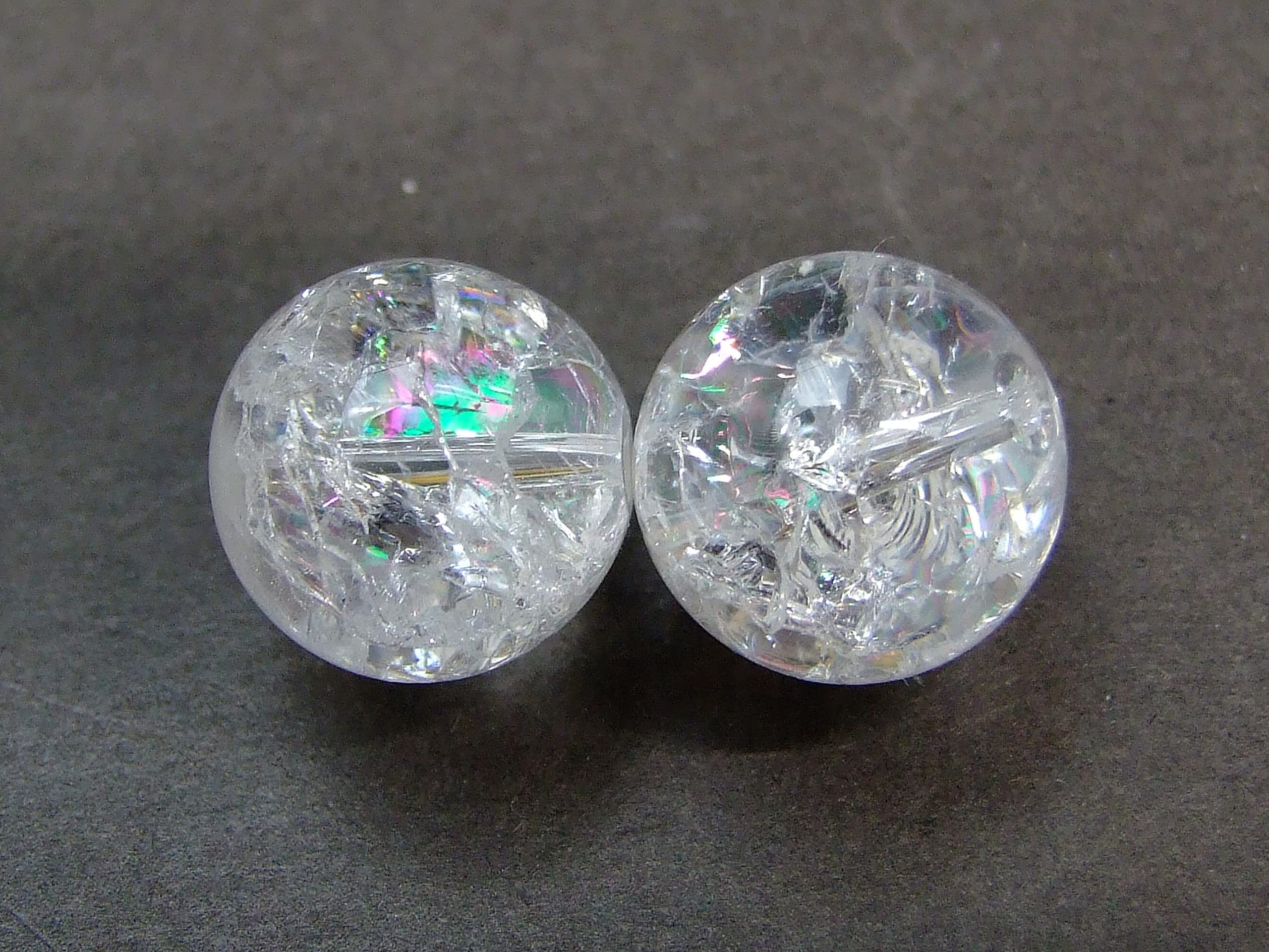 : 62792 虹入り 15mm AA 1粒売り クラック水晶 爆裂水晶