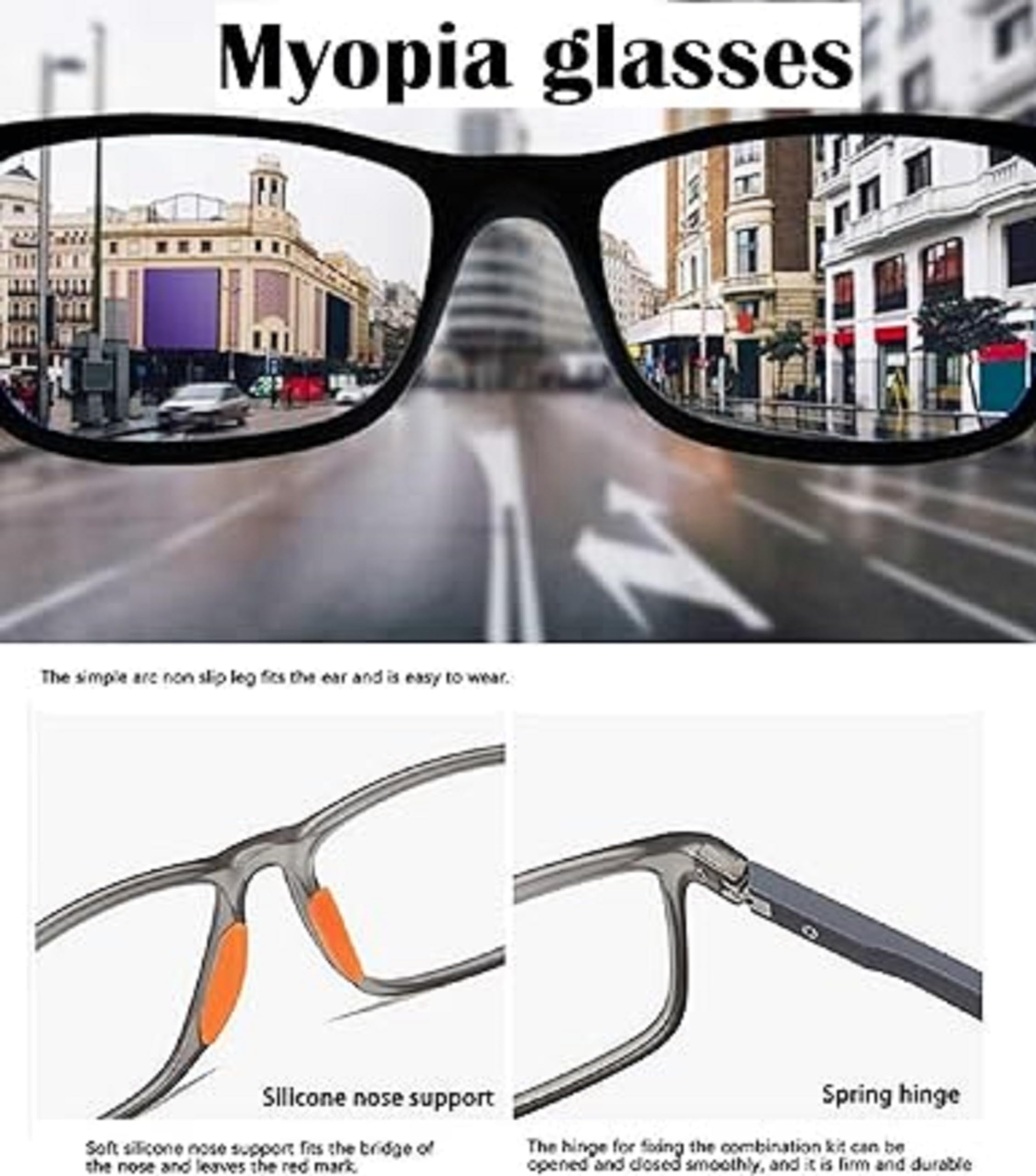 Lunettes Anti Bleu Photochromatique UV400 Homme Femme Flexible Silicone Ultra Léger Noir Gris -1,5