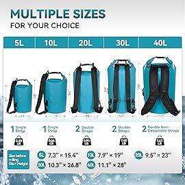 MARCHWAY Floating Waterproof Dry Bag Backpack 5L/10L/20L/30L/40L, Roll Top Sack Keeps Gear Dry for Kayaking, Rafting, Boating, Swimming, Camping, Hiking, Beach, Fishing (Teal, 20L)