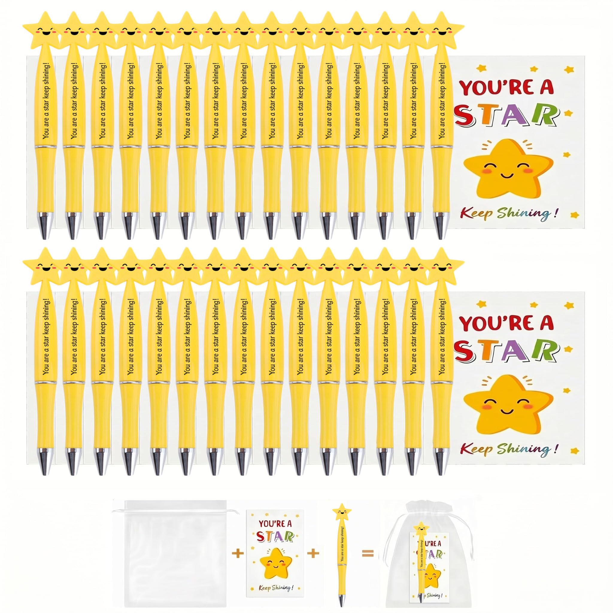 Kideerly 30Pack End of Term Gifts for Children Students,End of Year Class Gifts for 30 Children Motivational Pen/Cards to Pupils/Gift Bags School Year 6 Leavers Christmas Gift for From Teachers