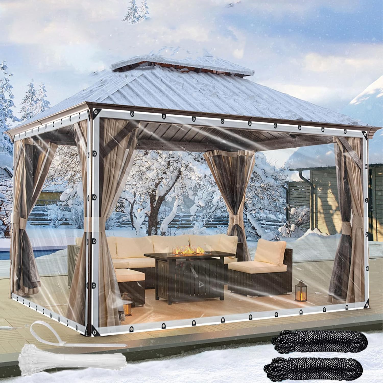 Heavy-Duty 10x12ft Waterproof Clear Tarps with Grommets for All Weather