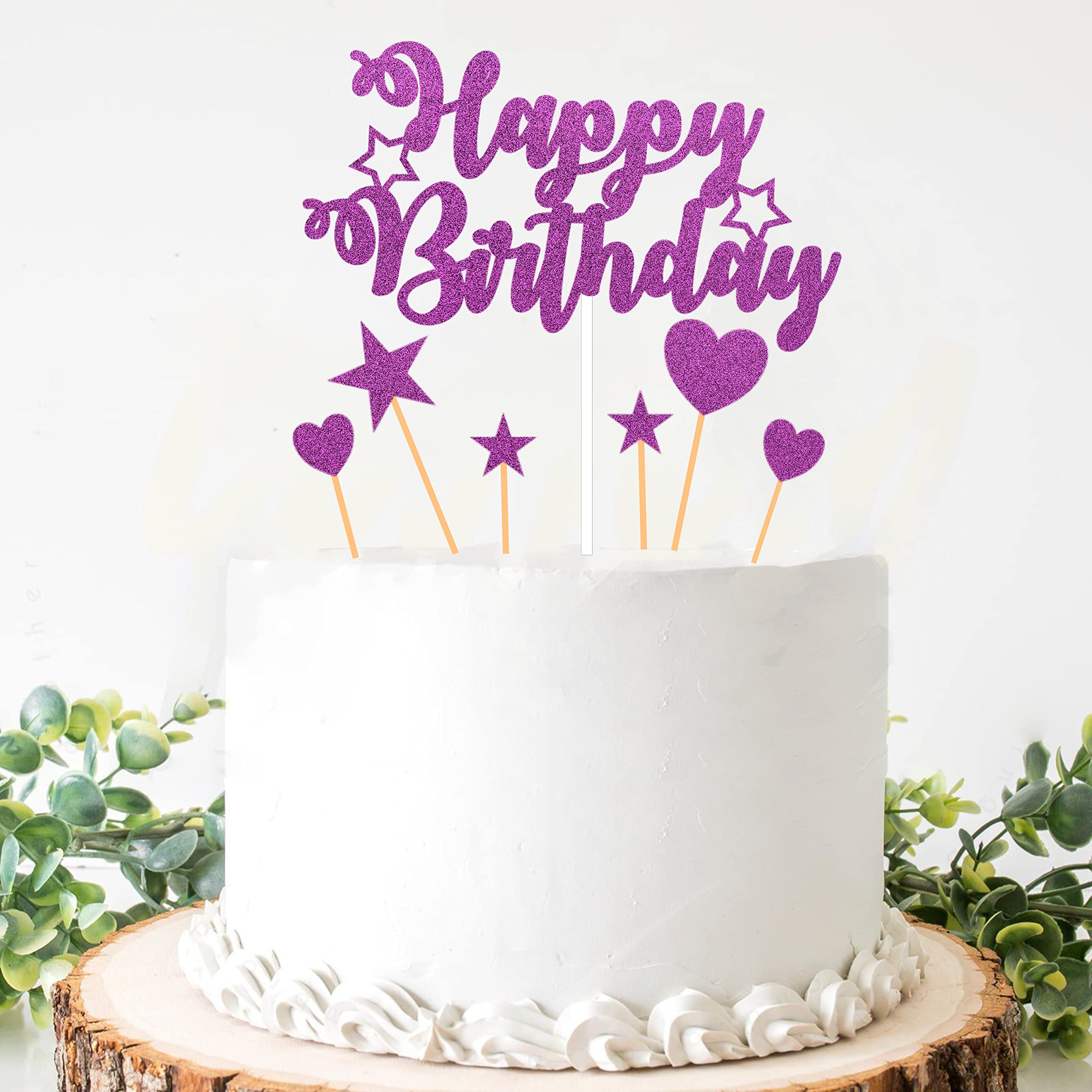 12 decorazioni per torte di compleanno glitterate e stecchini per feste, baby shower, 12 pezzi
