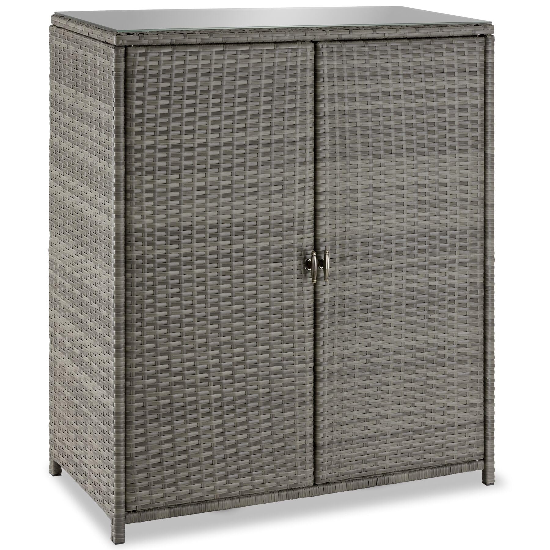 Tectake Armadio da Giardino in Rattan 84x40x103 cm 4 Scomparti Grigio