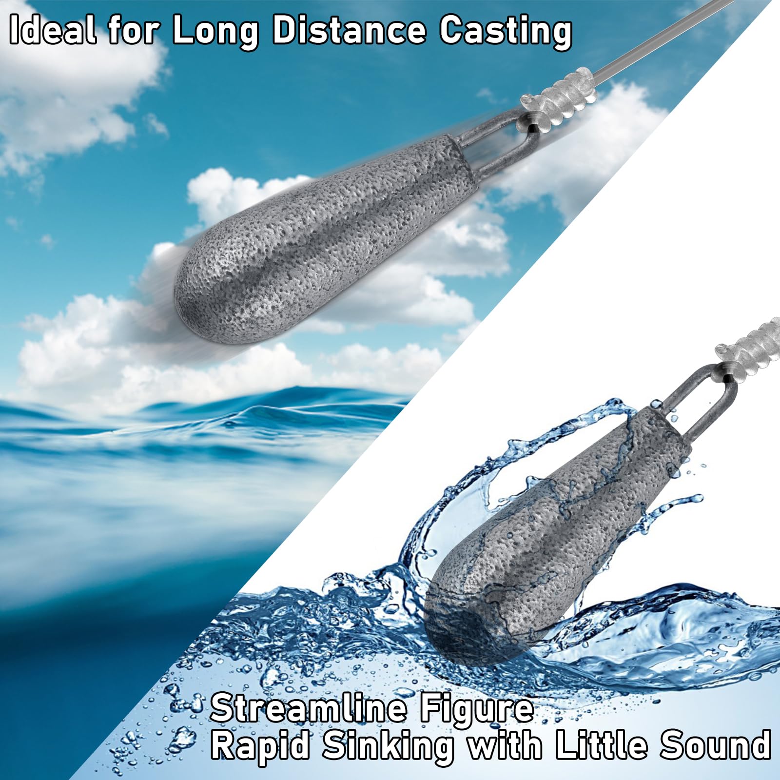 Alwonder Angelbleie 30-100g Eisen - Tropfenform Für Meeresangeln