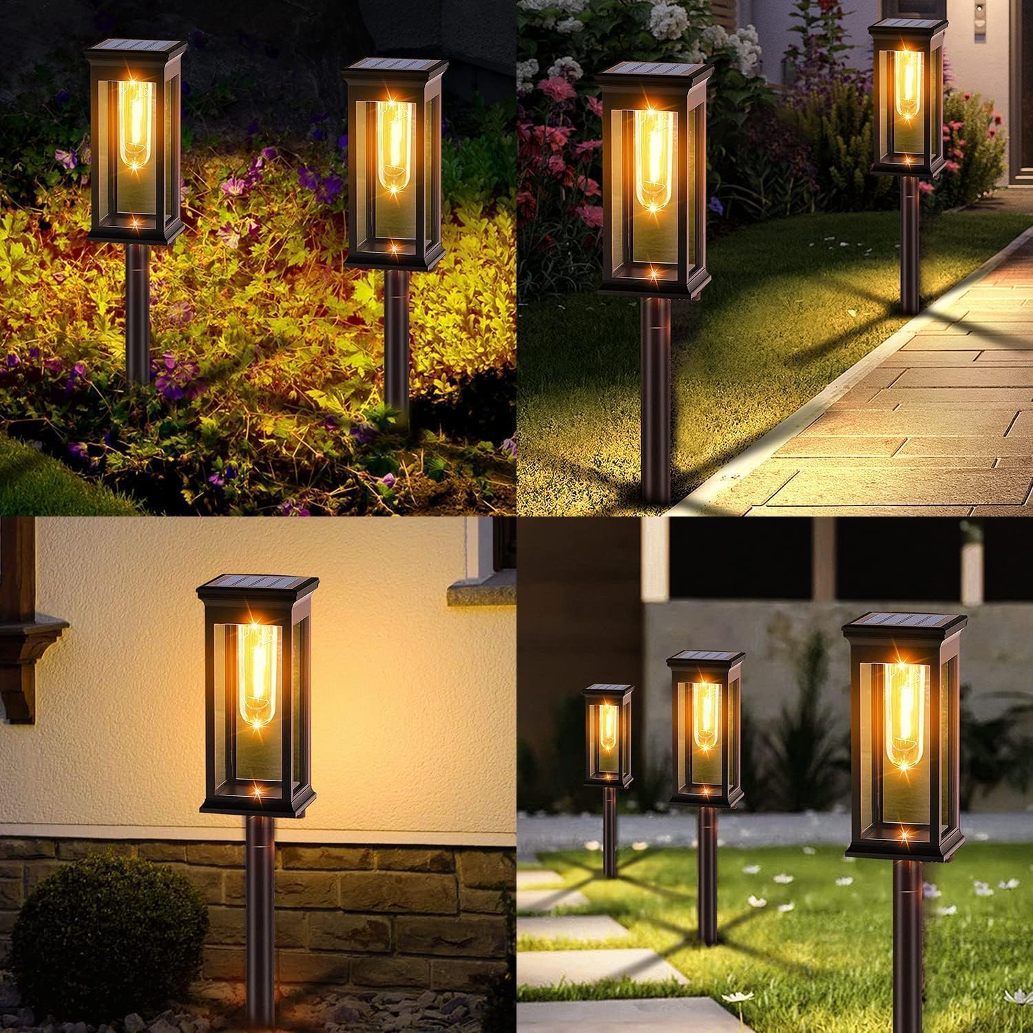 8 Piezas Luces Solares Led Exterior Jardin, IP65 Luces Solares Jardin, Mejorada LED Luz Solar Exterior Jardín para Patio, Camino, Césped, Blanco Cálido