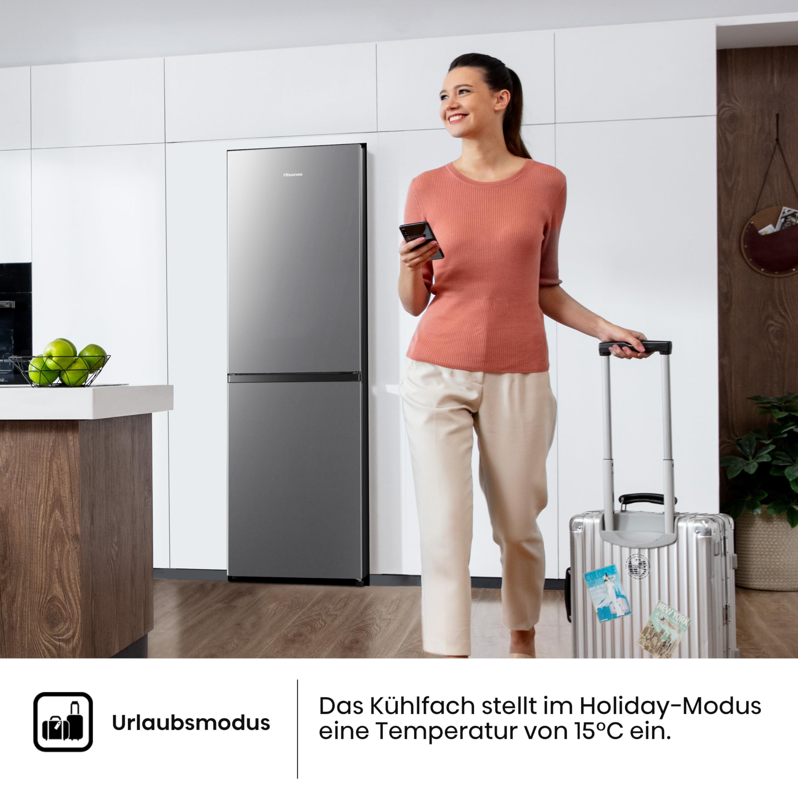 Hisense RB327N4AD2 Kühl-Gefrierkombination NoFrostPlus Multiflow 360° 182,4 cm Edelstahl-Look