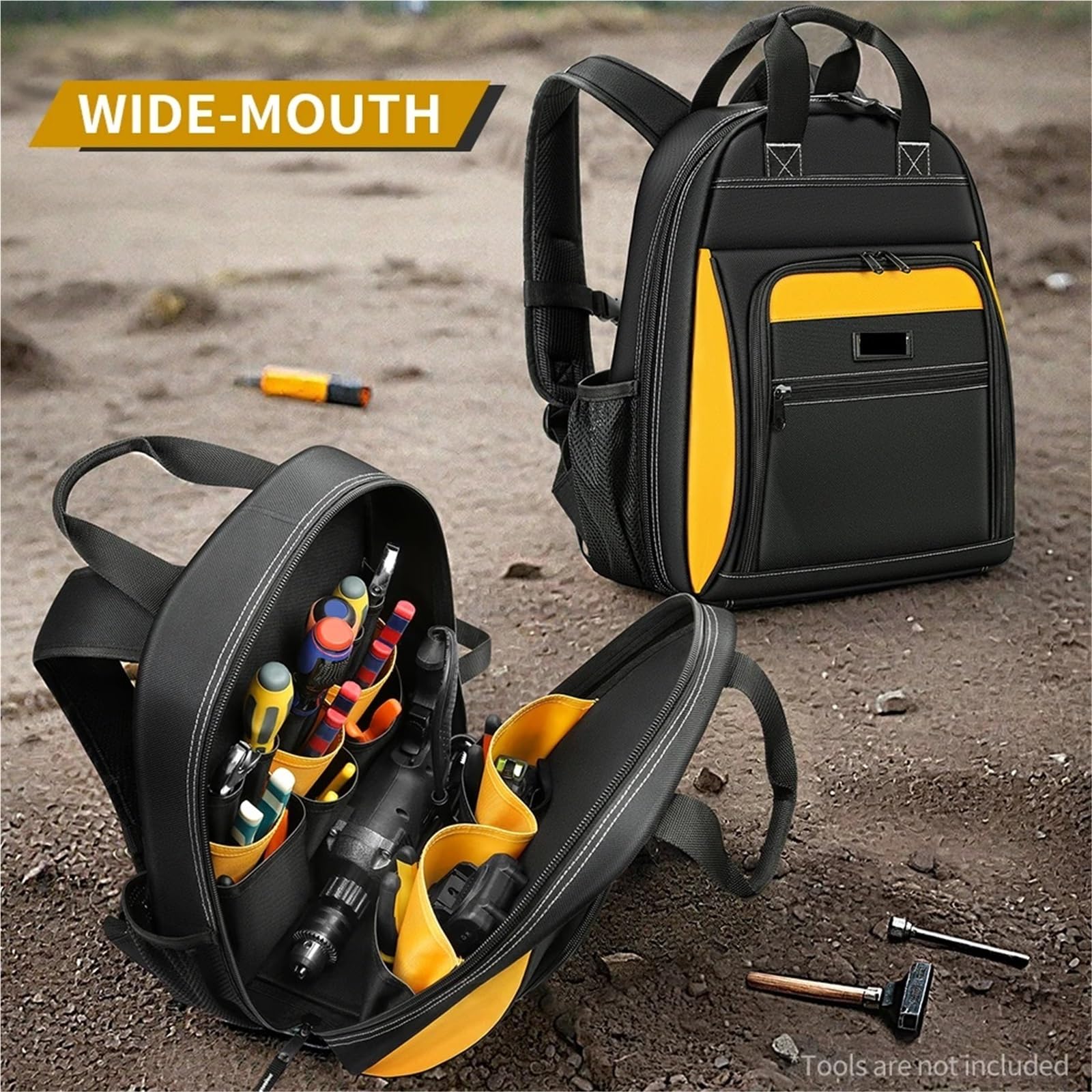 Mochila de Herramientas Mochila profesional for herramientas de electricista, duradera, con múltiples bolsillos, gran capacidad, base goma, resistente al desgaste, bolsa almacenamiento for(S)