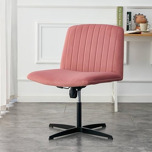 Miniatura 9 de Goujxcy Silla de oficina en casa, moderna silla de escritorio de tela de terciopelo copetudo, silla giratoria ajustable para oficina en casa, silla