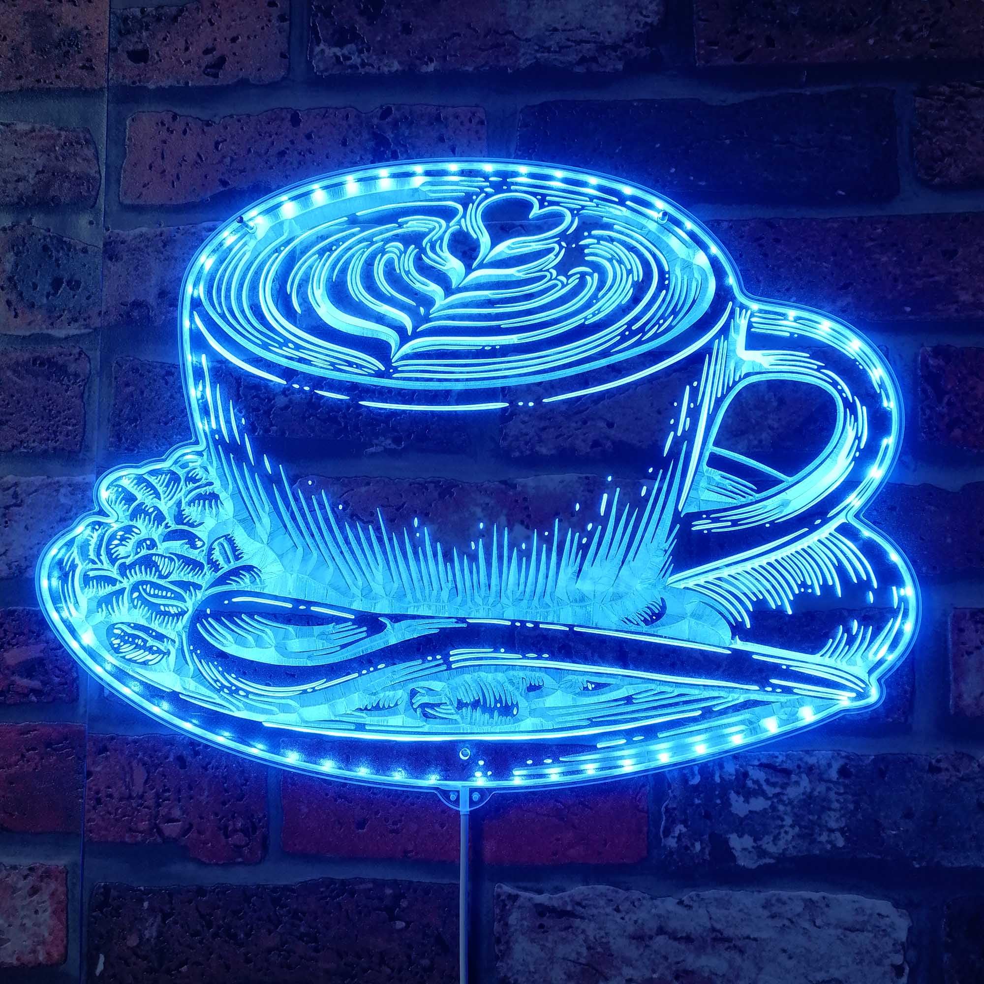 ADVPRO Cup of Coffee with Leaf Pattern Bean RGB Dynamic Glam LED Sign - Cut-to-Edge Shape - Smart 3D Wall Decoration - Multicolor Dynamic Lighting st06s66-fnd-i0212-c — image 1