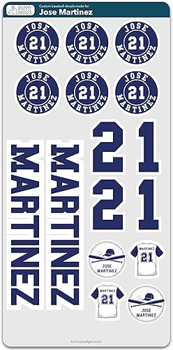 Miniatura 3 de Juego de calcomanías personalizadas para casco de béisbol, incluye calcomanías personalizadas para bates de béisbol, bates de sóftbol, cascos