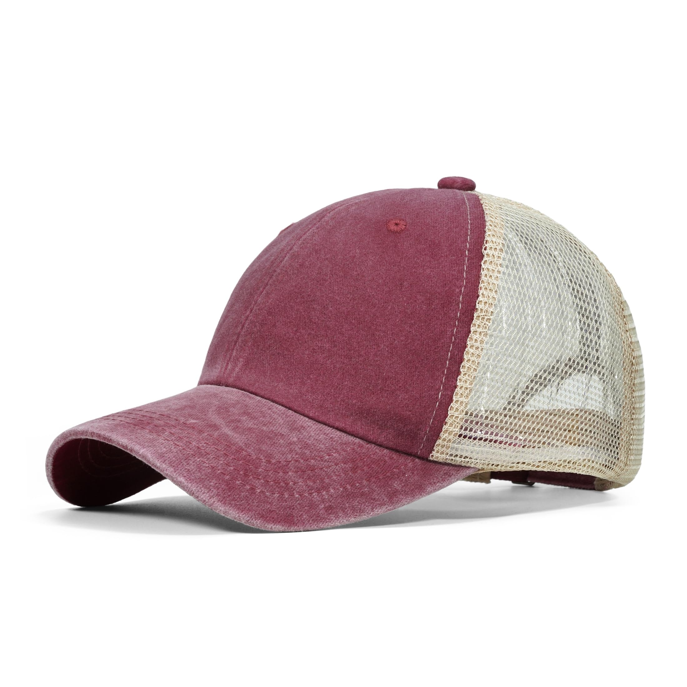Croogo Vintage Washed Cotton Baseball Cap Breathable Mesh Back Hat Outdoor