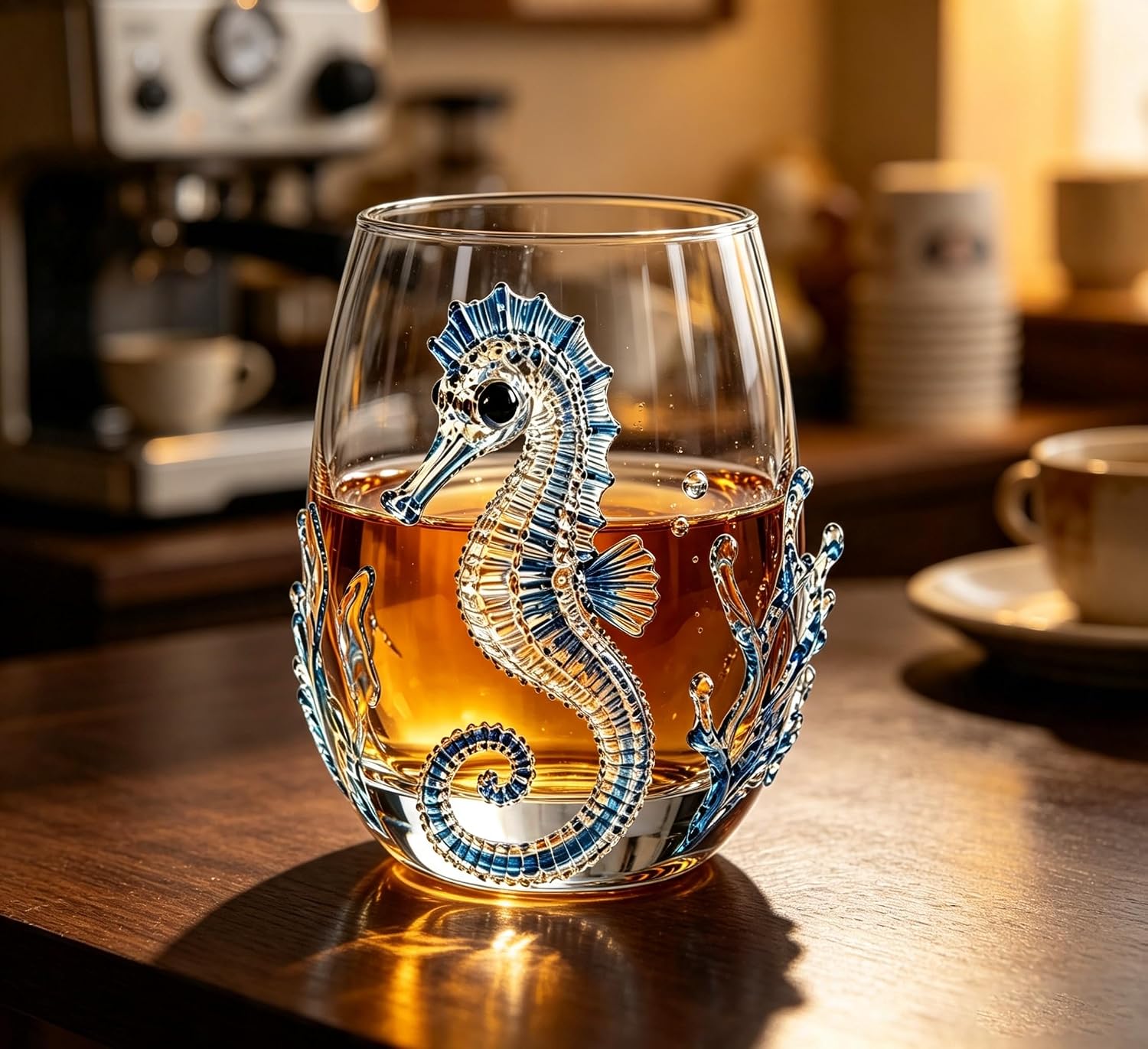New Handmade blue ring octopus glassware, octopus drinking cup 3D marine animal handmade glassware collection, wine cup decoration gift，New-F