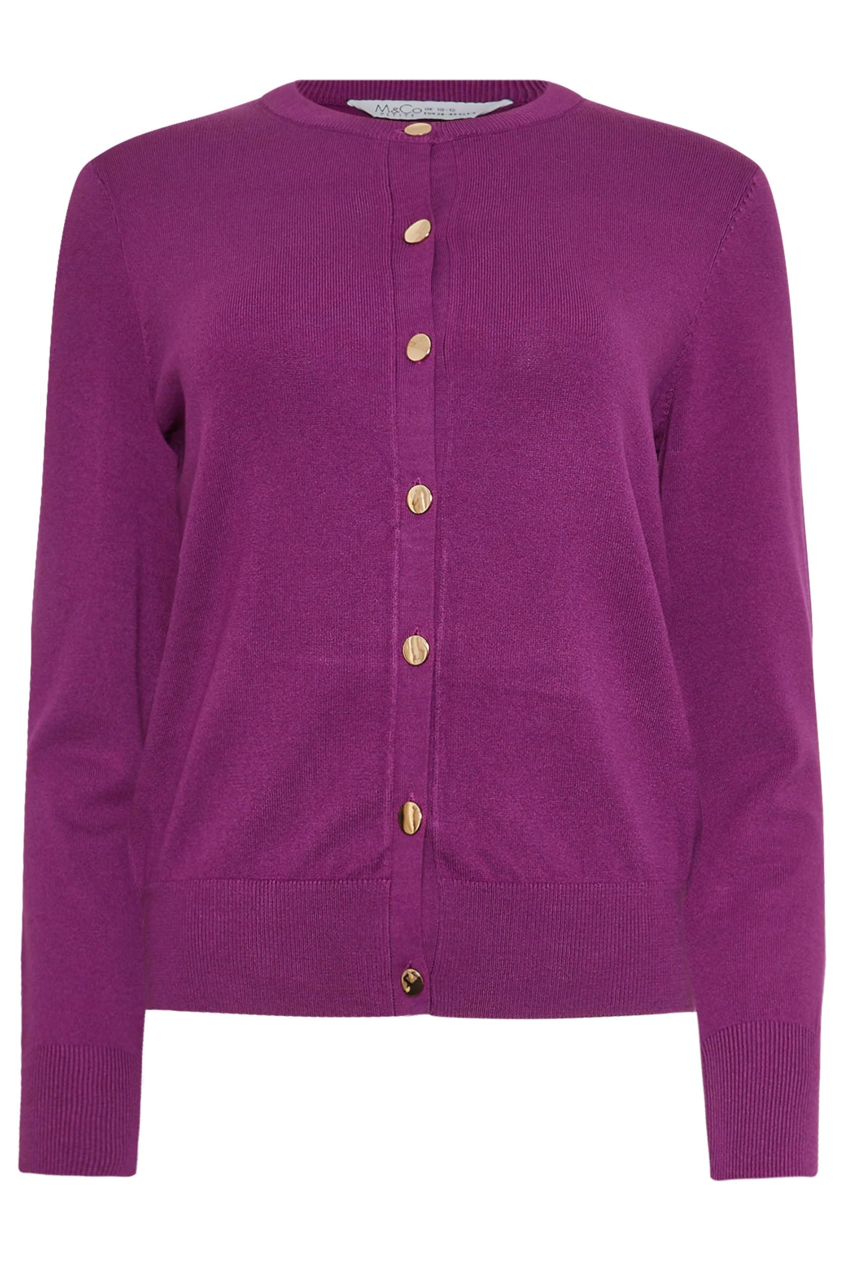 M&Co Petites Petite Berry Button Down Cardigan - Womens Purple