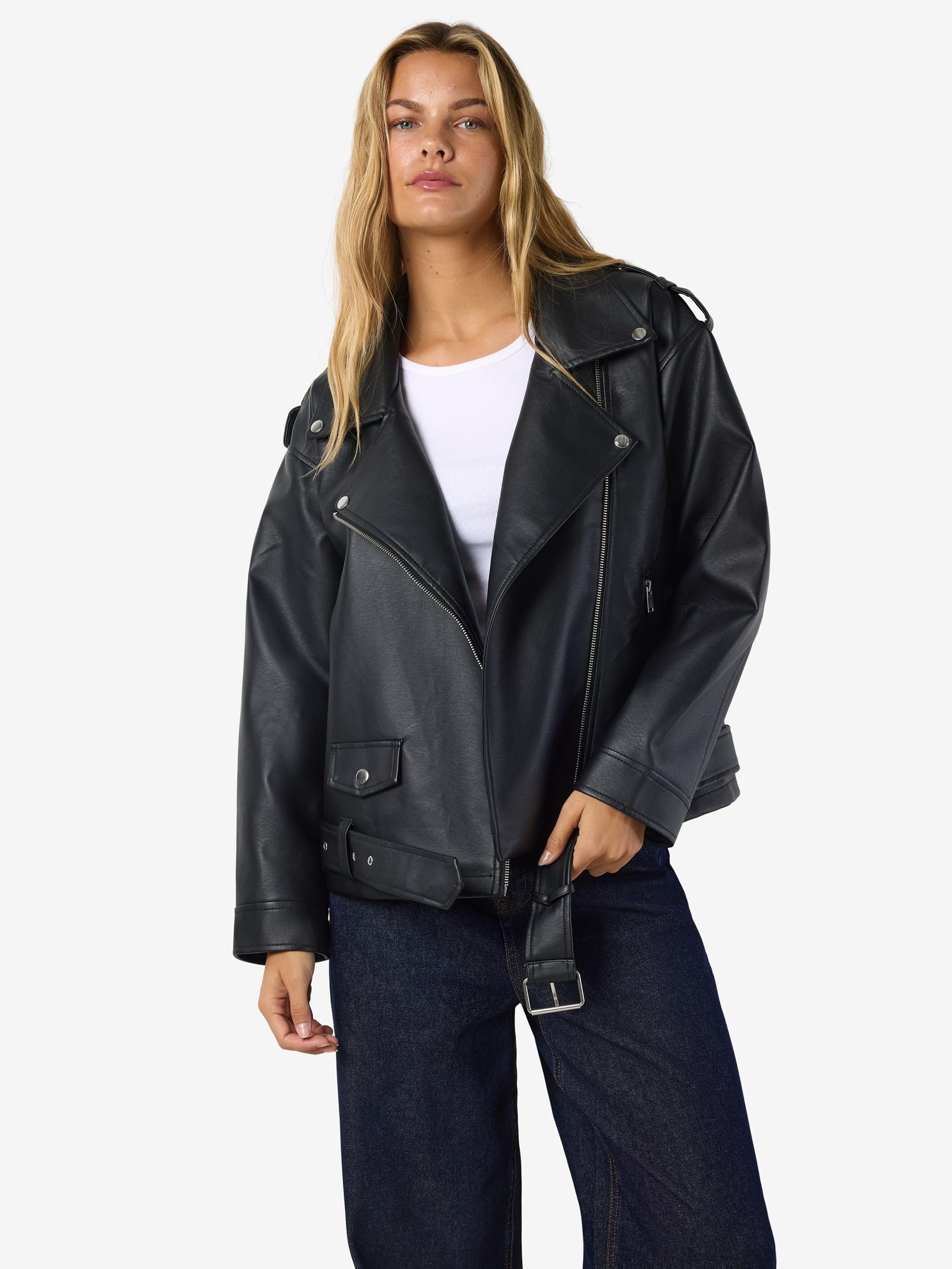Noisy May Nmpaulina Noos - Giacca Da Motociclista Oversize Giacca in ecopelle Donna