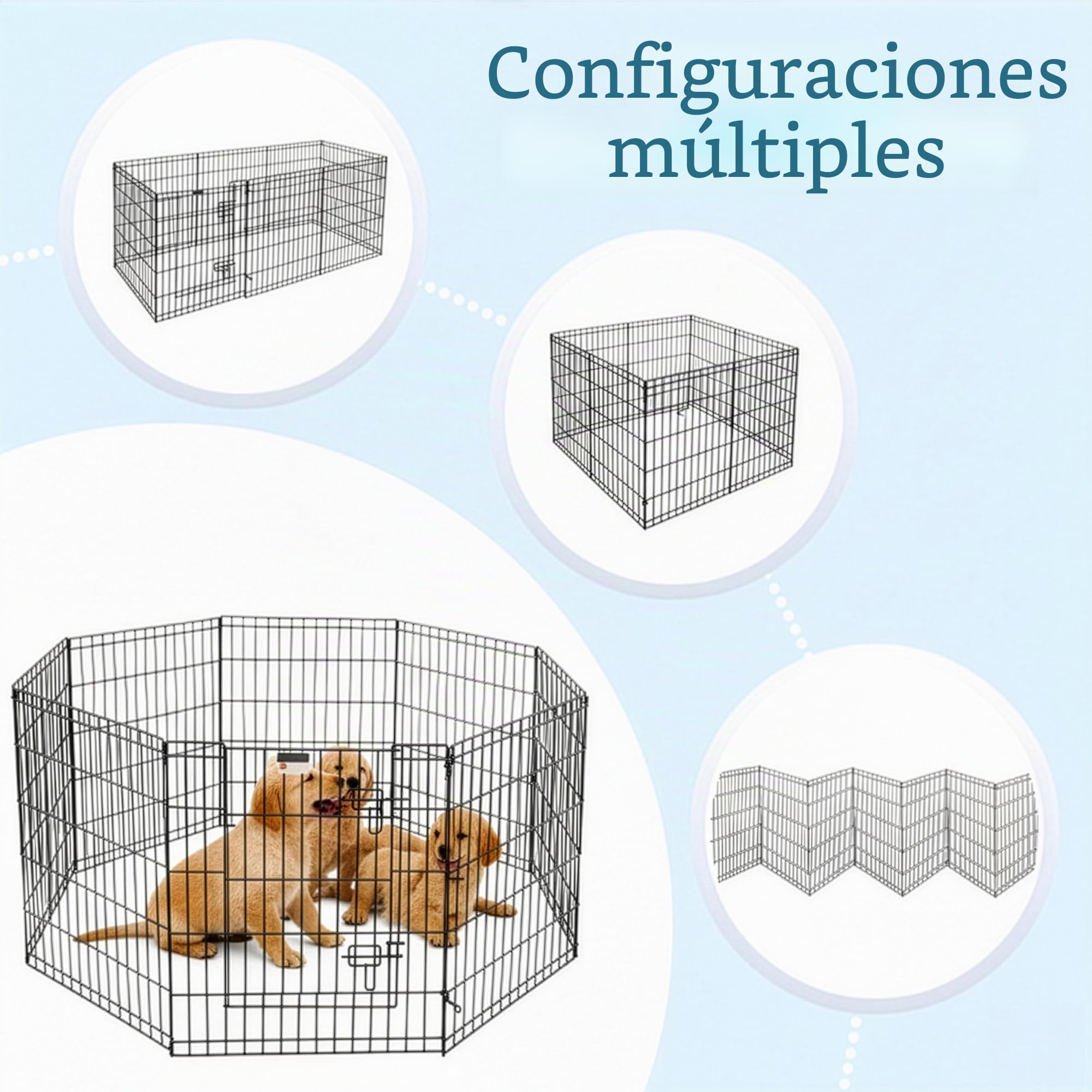 Petmaker Corralito Plegable de Metal con 8 Paneles de 24 x 30 Pulgadas, Interior y Exterior con Puerta para Perros, Gatos o Animales pequeños