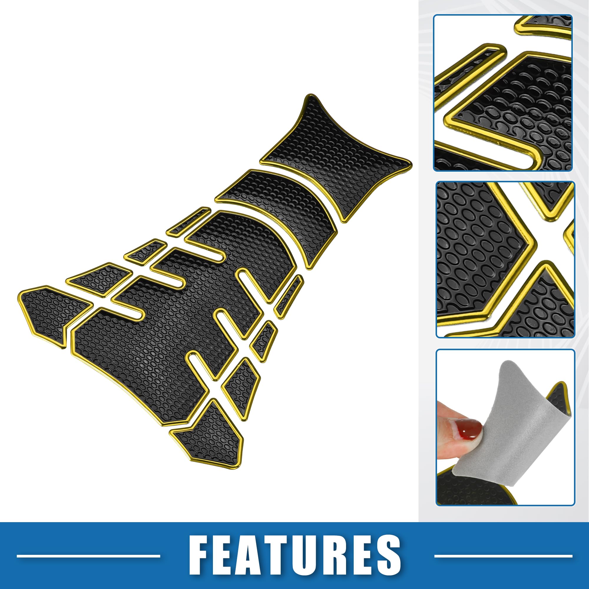 Autocollant Protection Réservoir Moto 3D – 19,5x14,3 Cm, PVC Caoutchouc Noir, Antidérapant Et Décoratif