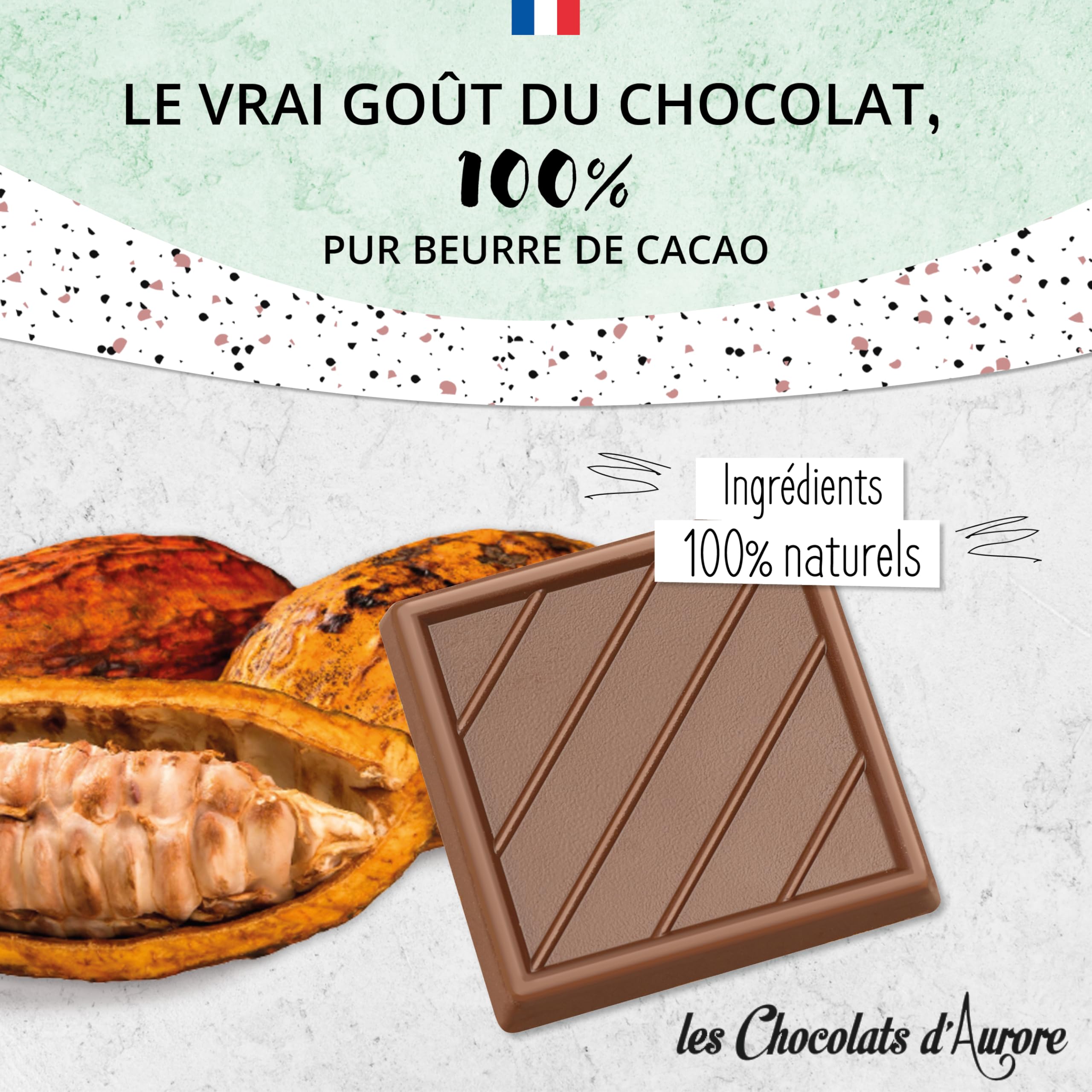 Coffret de Chocolats - Boîte de 70 Carrés de Chocolat Individuels au Lait et Céréales Croustillantes à Déguster ou Offrir - 100% Pur Beurre de Cacao - Fabriqué en France - 350 Gr