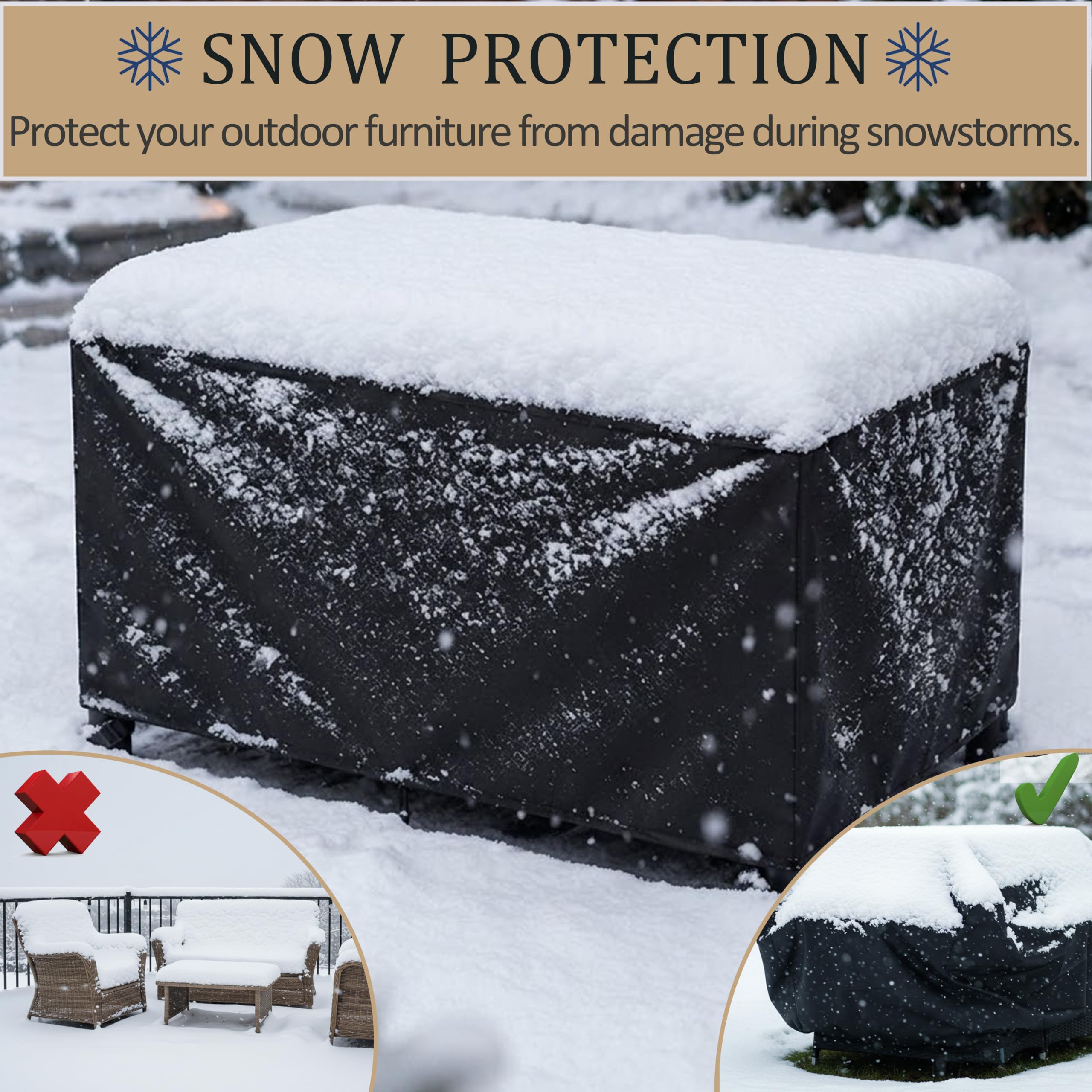 Copertura per Mobili da Giardino Impermeabile 350x170x65 cm | Telo Copri Tavolo Esterno Rettangolare | Tessuto 420D Oxford Antivento & Anti-UV | Custodia Protettiva per Set Pranzo, Nero