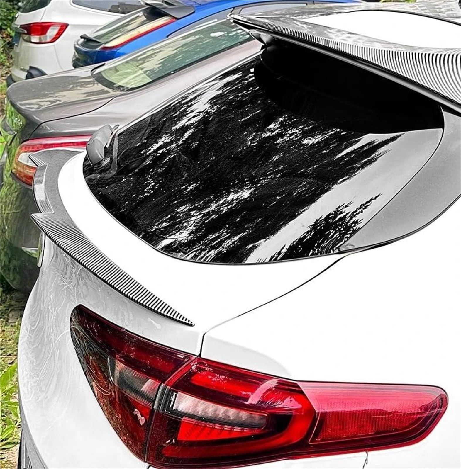 Skrzydło tylnego spoilera bagażnika Skrzydło tylnego spojlera Skrzydła dachowe bagażnika samochodowego, dla Alfa, dla Romeo Stelvio 2017(BLACK Carbon Look)