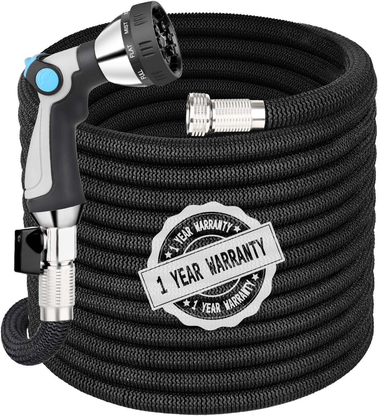 Garden Hose Expandable Hose 100FT, Flexible Water Hose with Spray Nozzle, Car Wash Hose with Solid Brass Connector, Kink Free Expanding Garden Hose for Watering and Washing