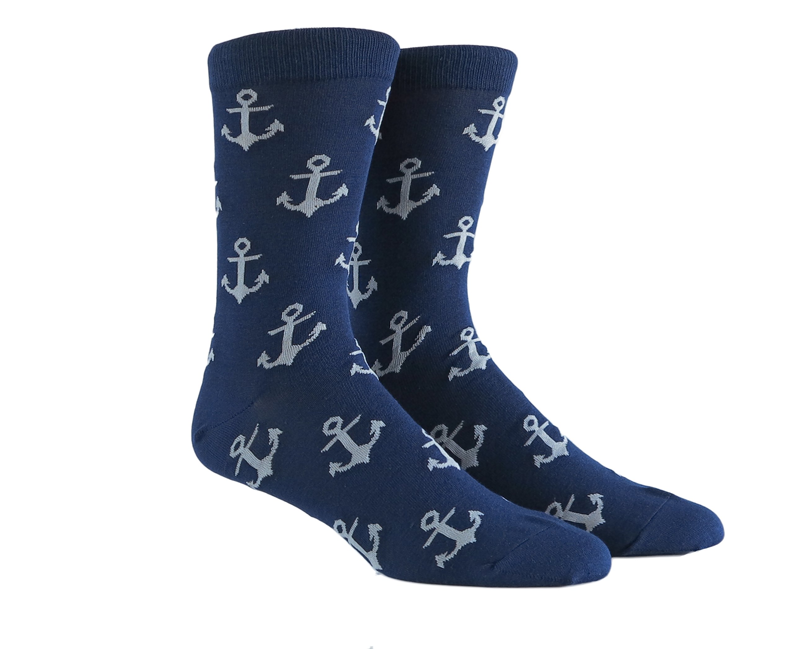 Anchor Socks Men dress socks Mid Calf Navy Blue White Anchor Size 7-13