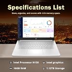 HP Stream 14" HD Laptops for Student & Business, Intel Processor N150, 16GB RAM, 1.12TB Storage (128GB UFS+1TB Docking Station Set), 1-Year Office 365, Copilot AI, Webcam, Wi-Fi 6, Win 11s, Silver