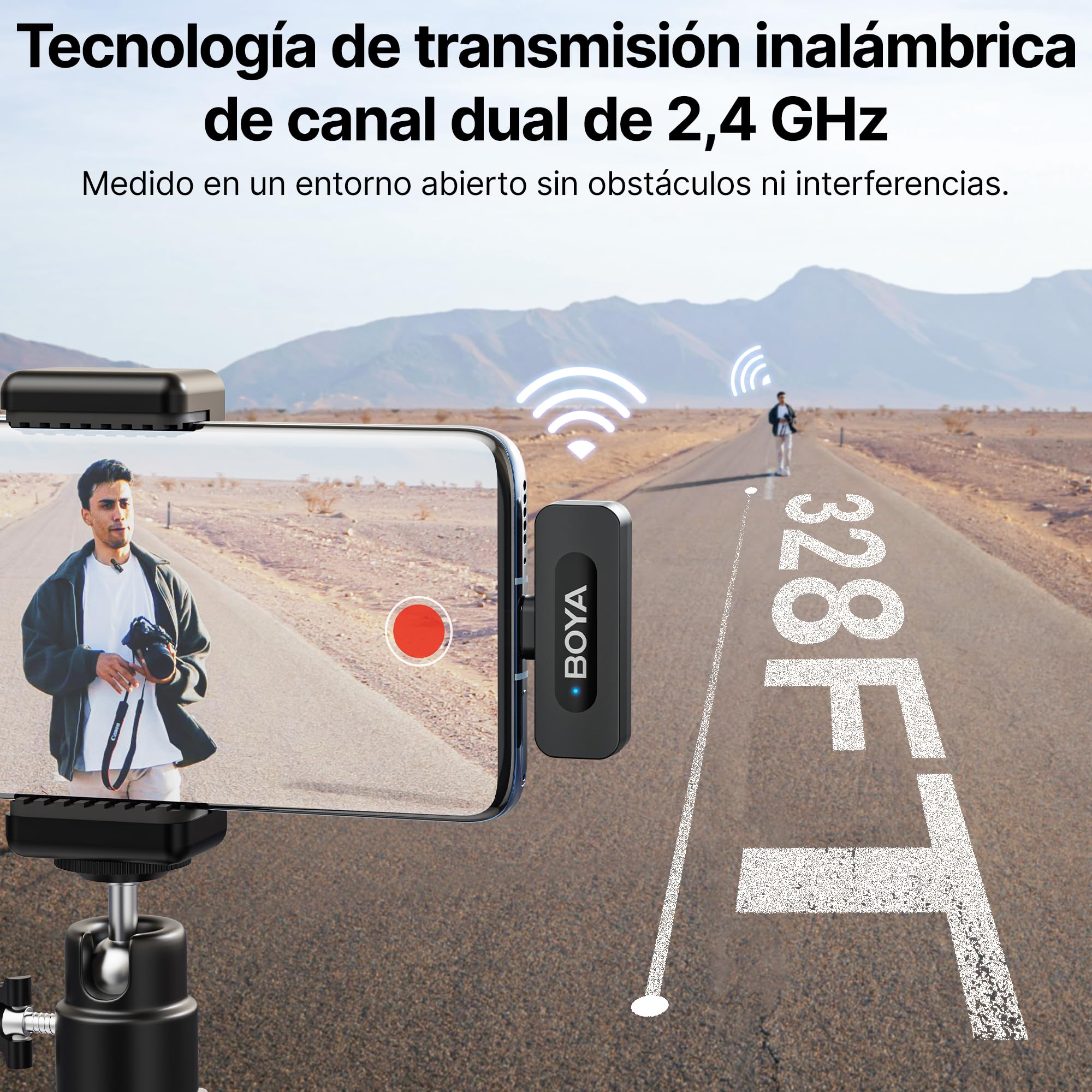 BOYA BY-V30 - Micrófono Lavalier inalámbrico para iPhone/Android/PC/portátil con Puerto USB-C, batería de 36 Horas de duración con Funda de Carga, Clip de cancelación de Ruido, micrófono de Solapa