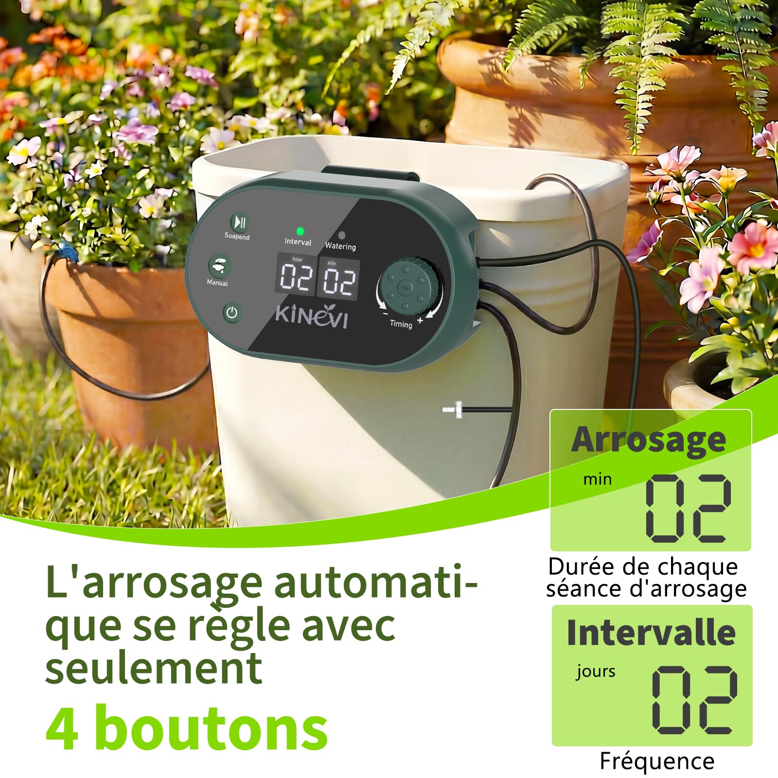 Kit Arrosage Automatique Solaire Jardin Ysteme Irrigation Goutte à Goutte 15 Plantes Balcon Extérieur