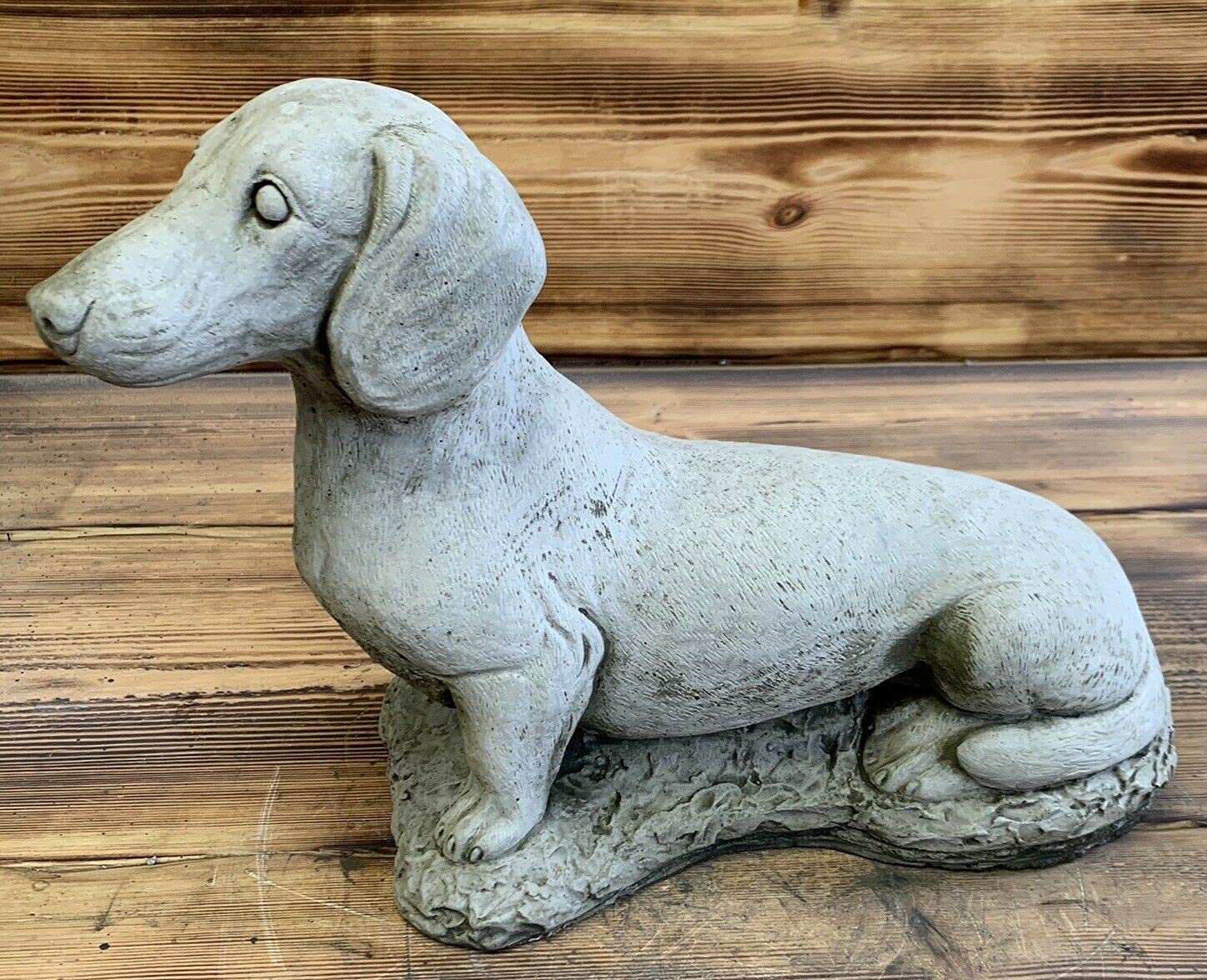 J And L Stone Ornaments Grey Stone Garden Dachshund Sausage Dog Statue Ornament