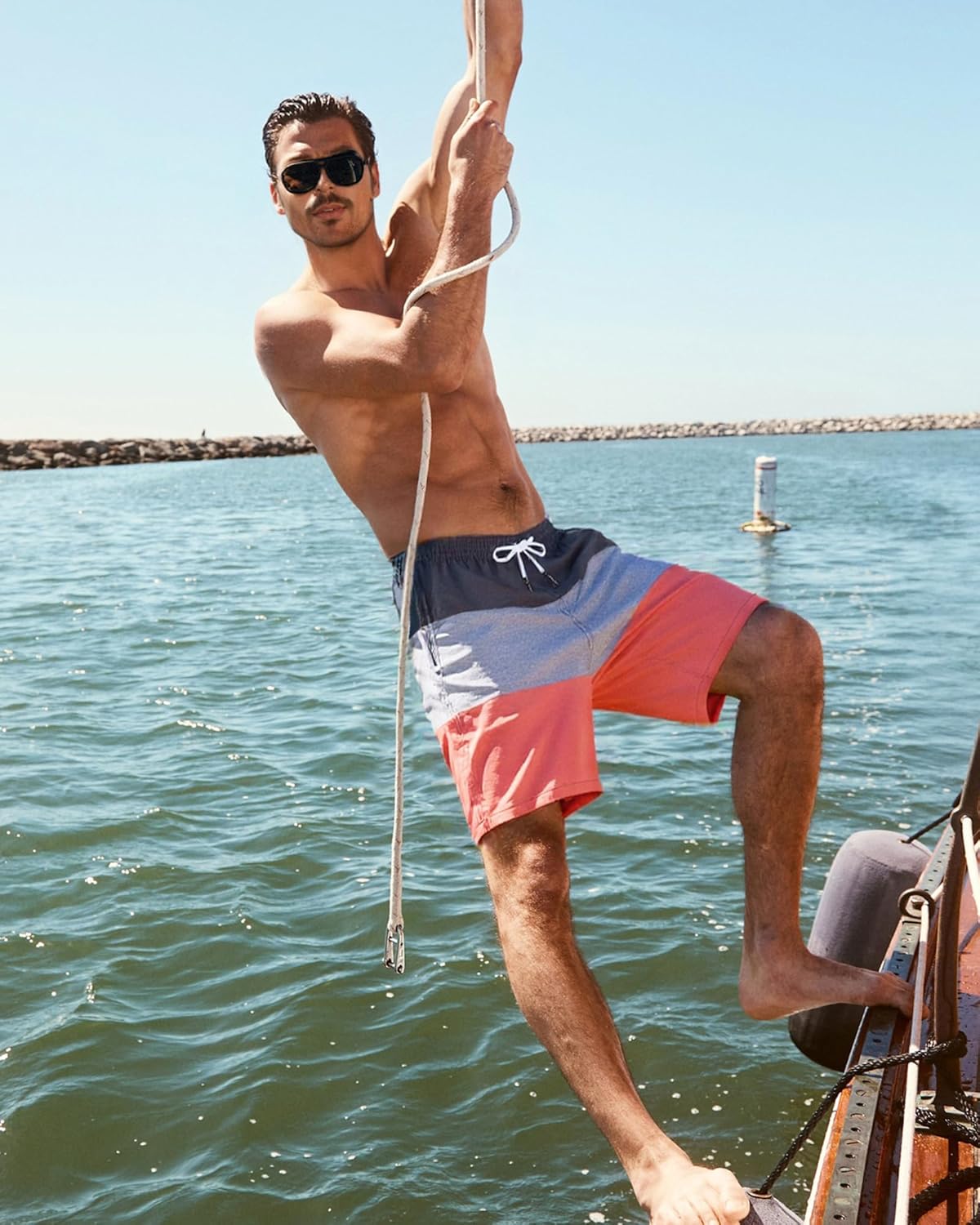 SURF CUZ Mens Swim Trunks with Compression Liner Swim Shorts 7" Swimming Trunks Stretch 7 Inch Swim Suits Quick Dry - Image 2